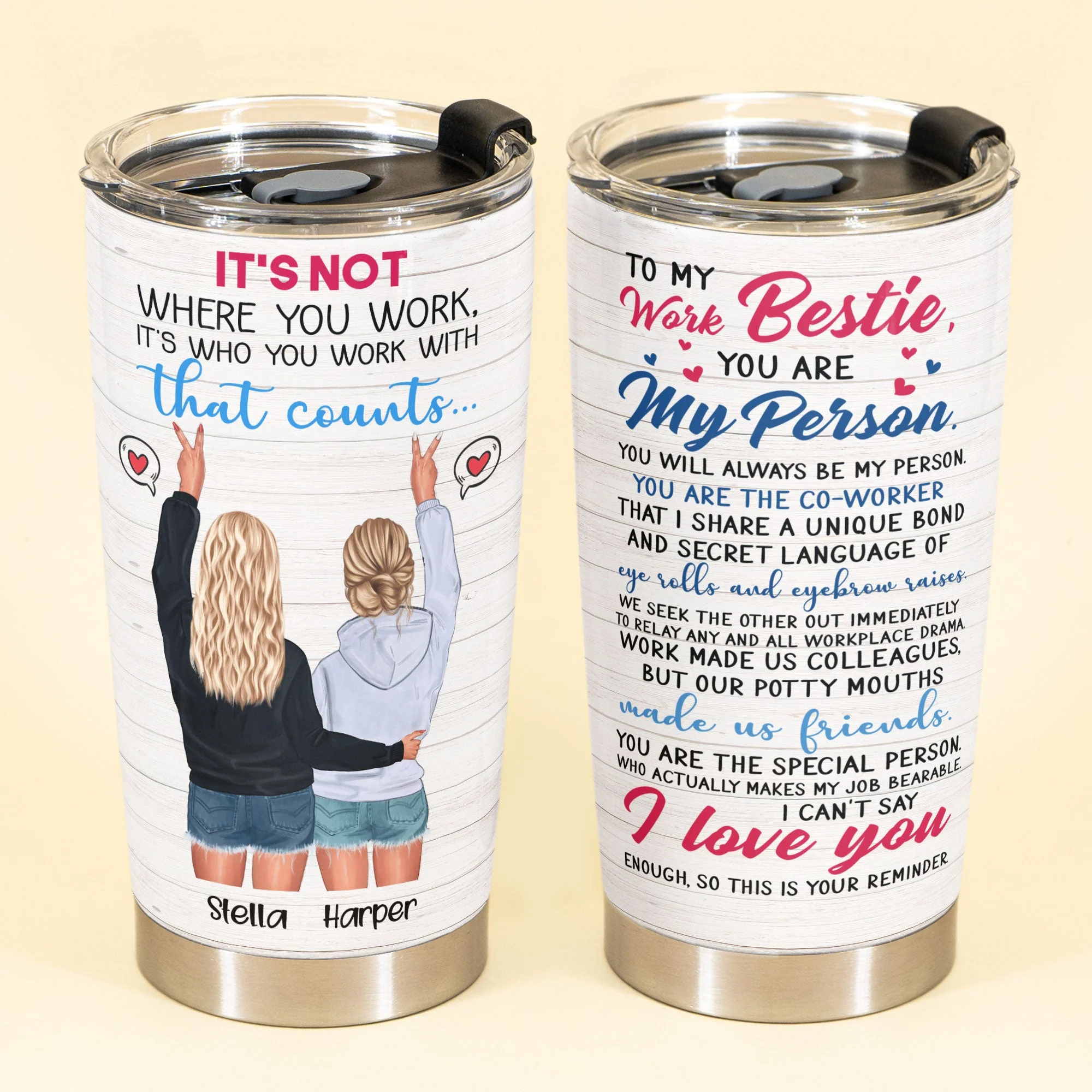 To My Work Bestie - Personalized Tumbler - Gift For Work Besties, Colleagues, Friends, Best Friends - Image 2