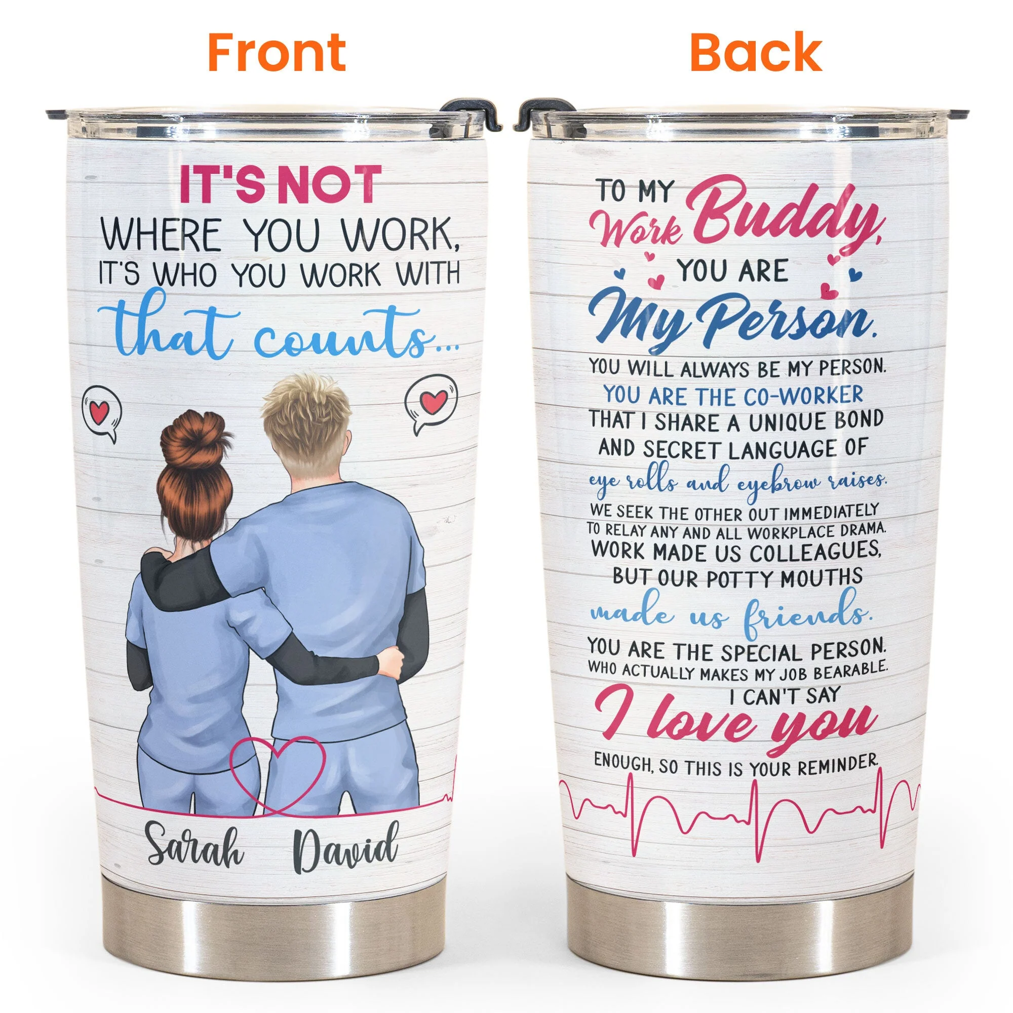 To My Work Buddy - Personalized Tumbler Cup - Gift For Best Friend - Image 4