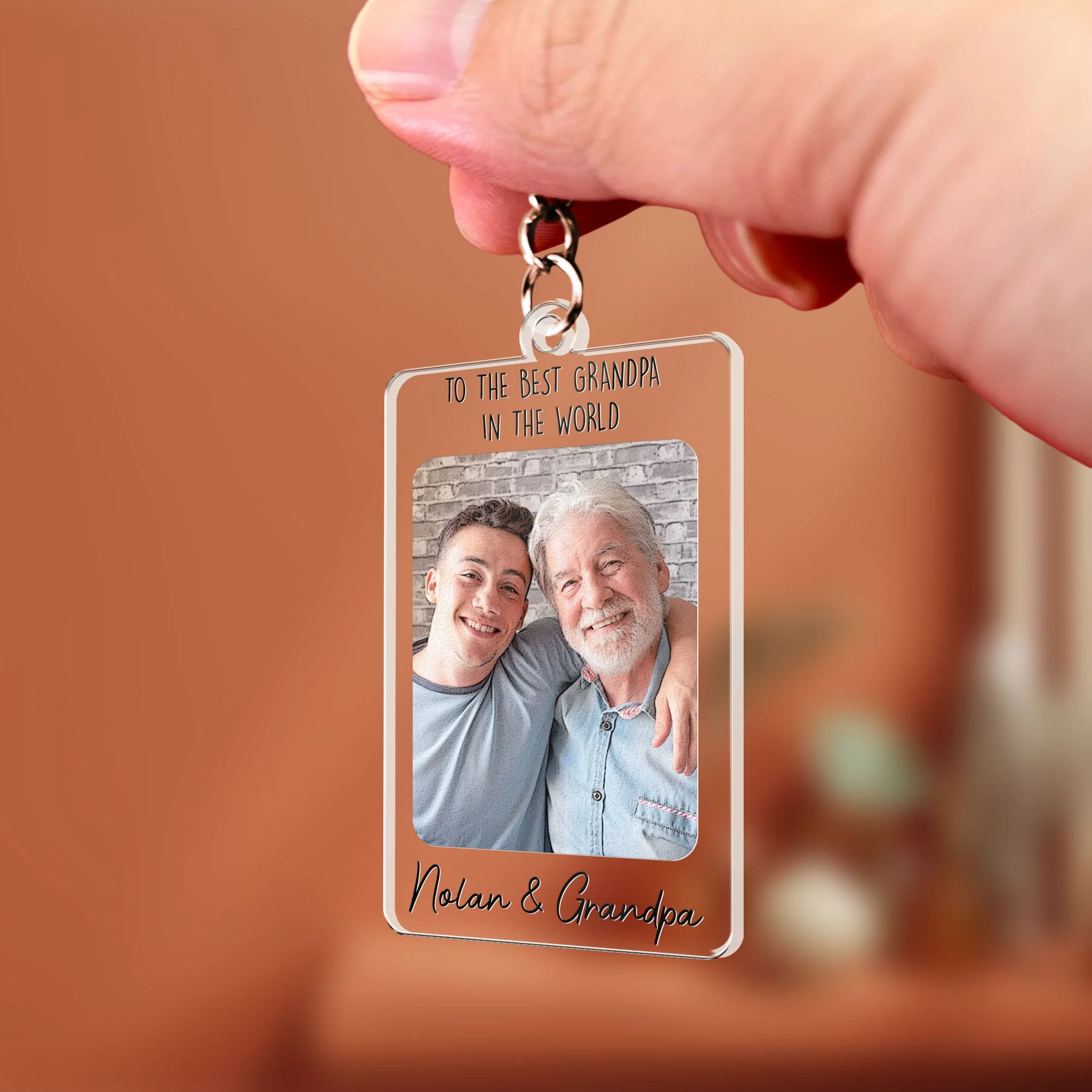 To The Best Grandpa In The World - Personalized Acrylic Photo Keychain - Image 2