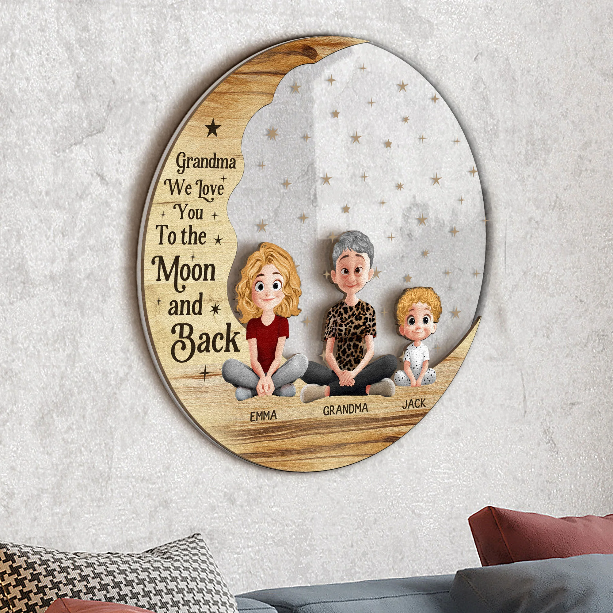 To The Moon And Back - Personalized Wood And Acrylic Wall Art - Image 2