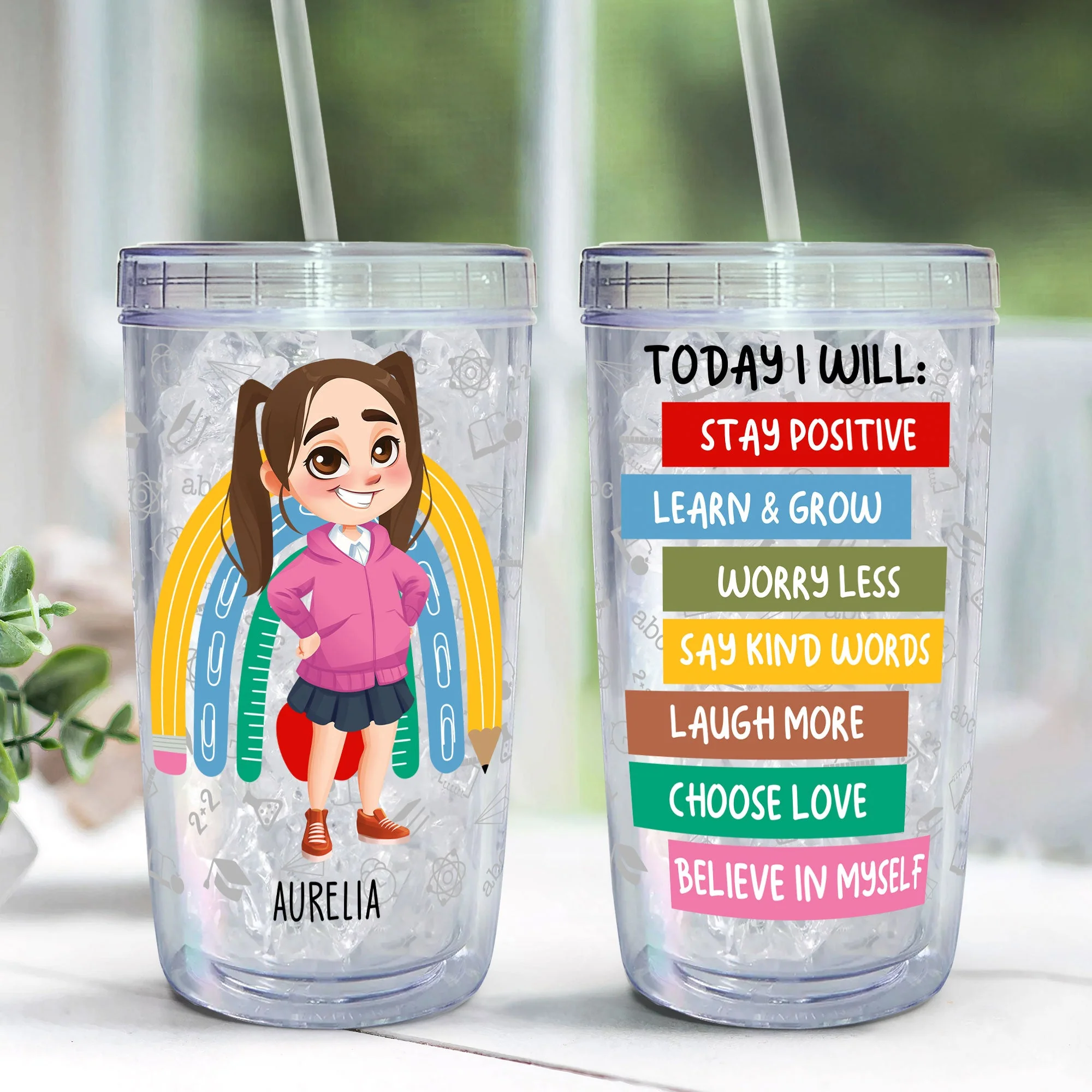 Today I Will - Personalized Acrylic Tumbler With Straw - Image 3