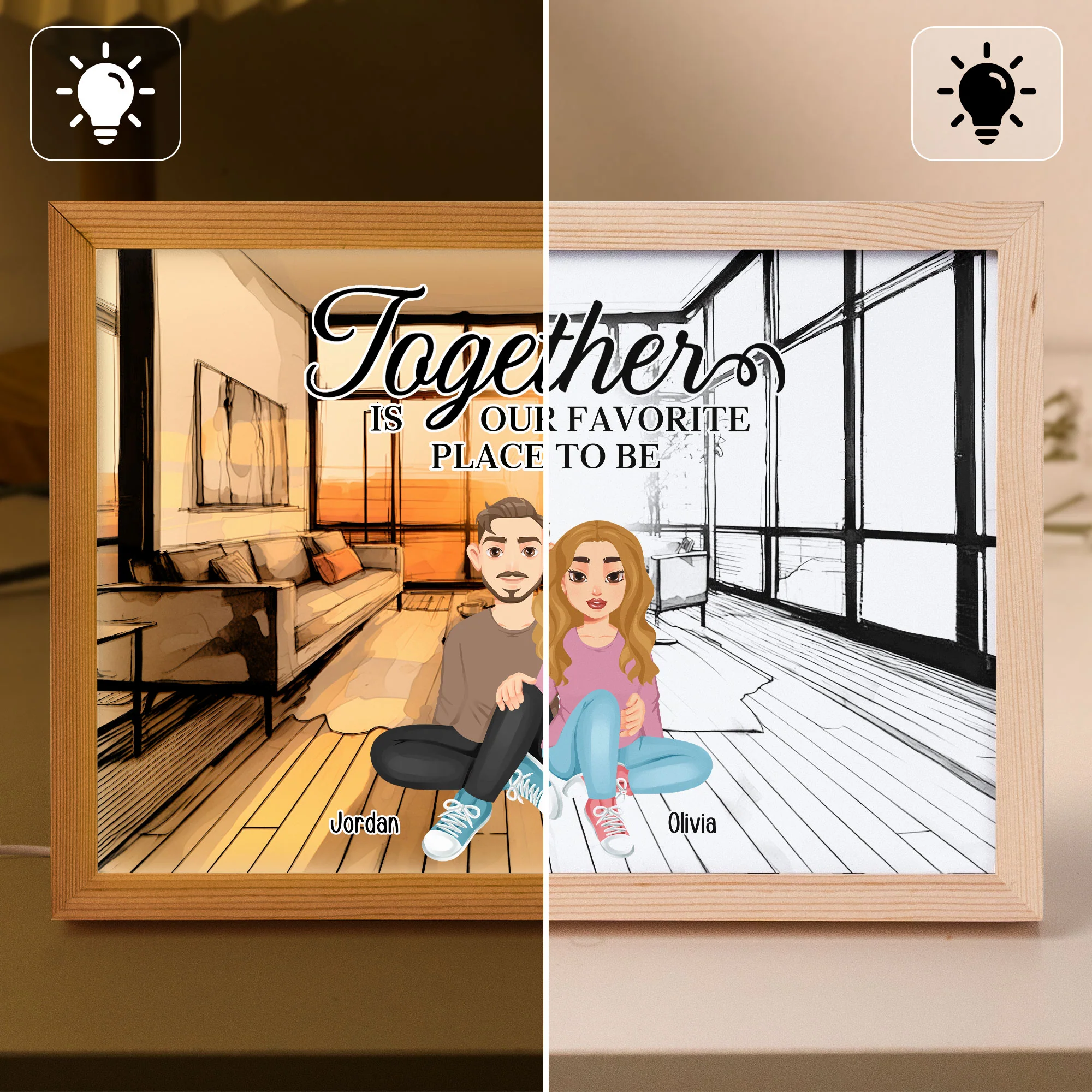 Together Is Our Favorite Place To Be - Personalized Light Up Picture Frame - Image 5