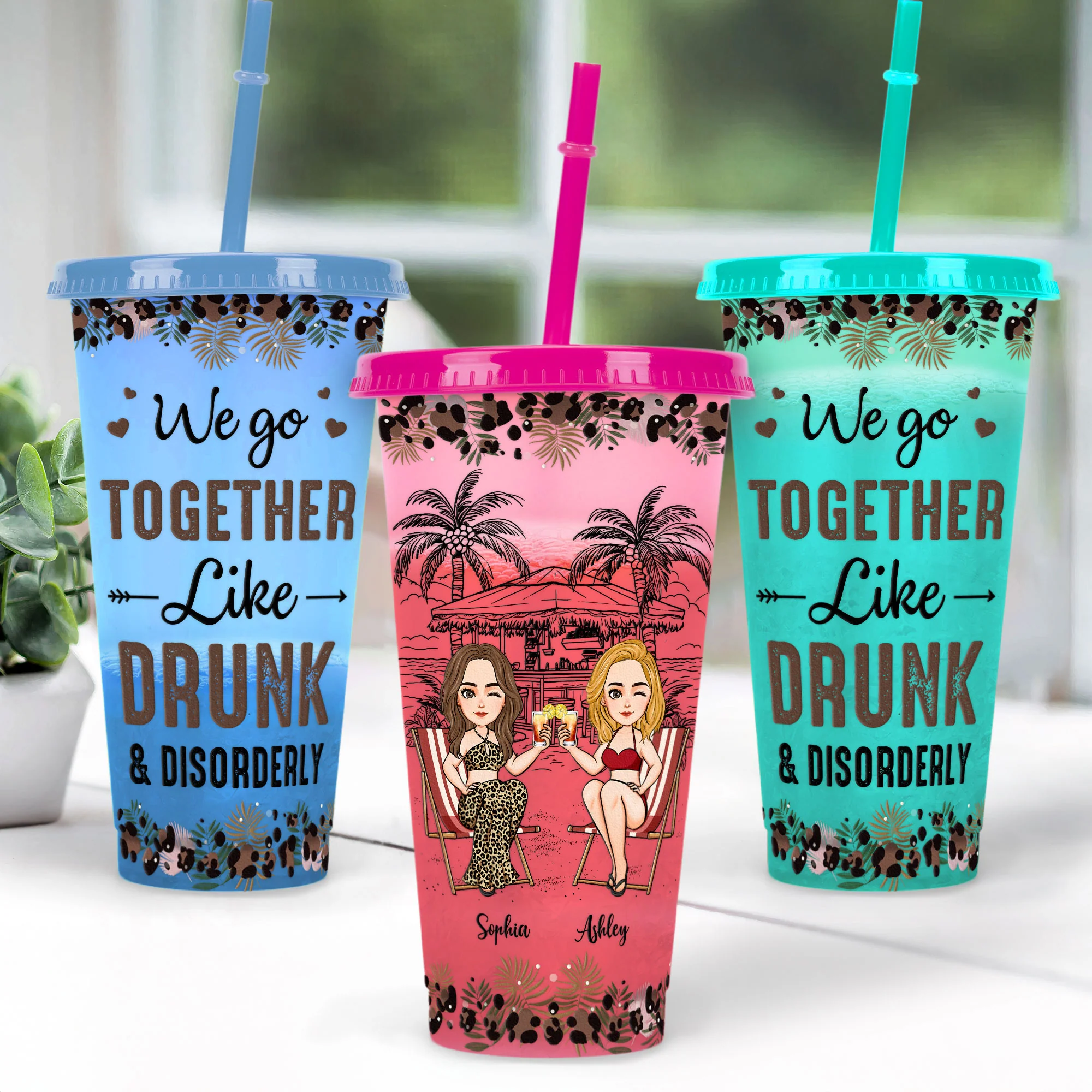 Together Like Drunk & Disorderly - Personalized Color Changing Cup - Image 2