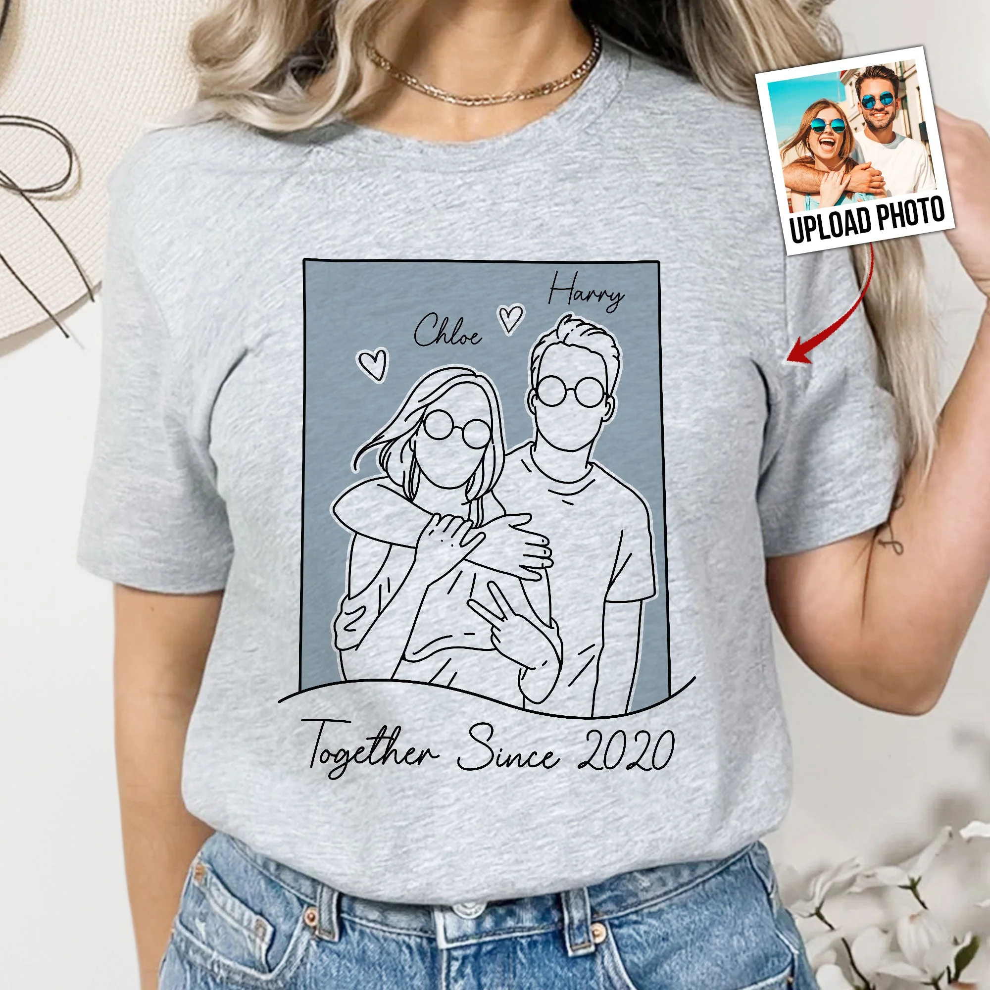 Together Since Couple Line Art - Personalized Shirt - Image 4