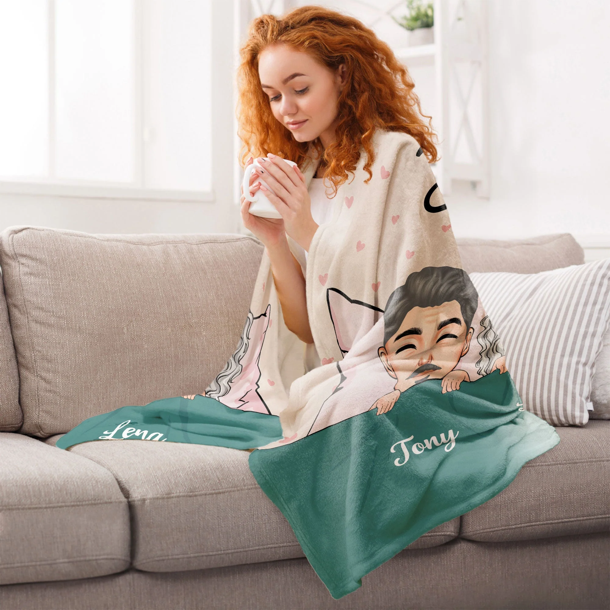 Together Since - Peeking Couple - Personalized Blanket - Image 5