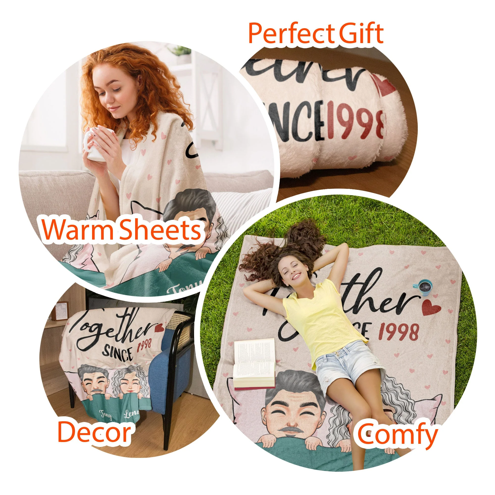 Together Since - Peeking Couple - Personalized Blanket - Image 6