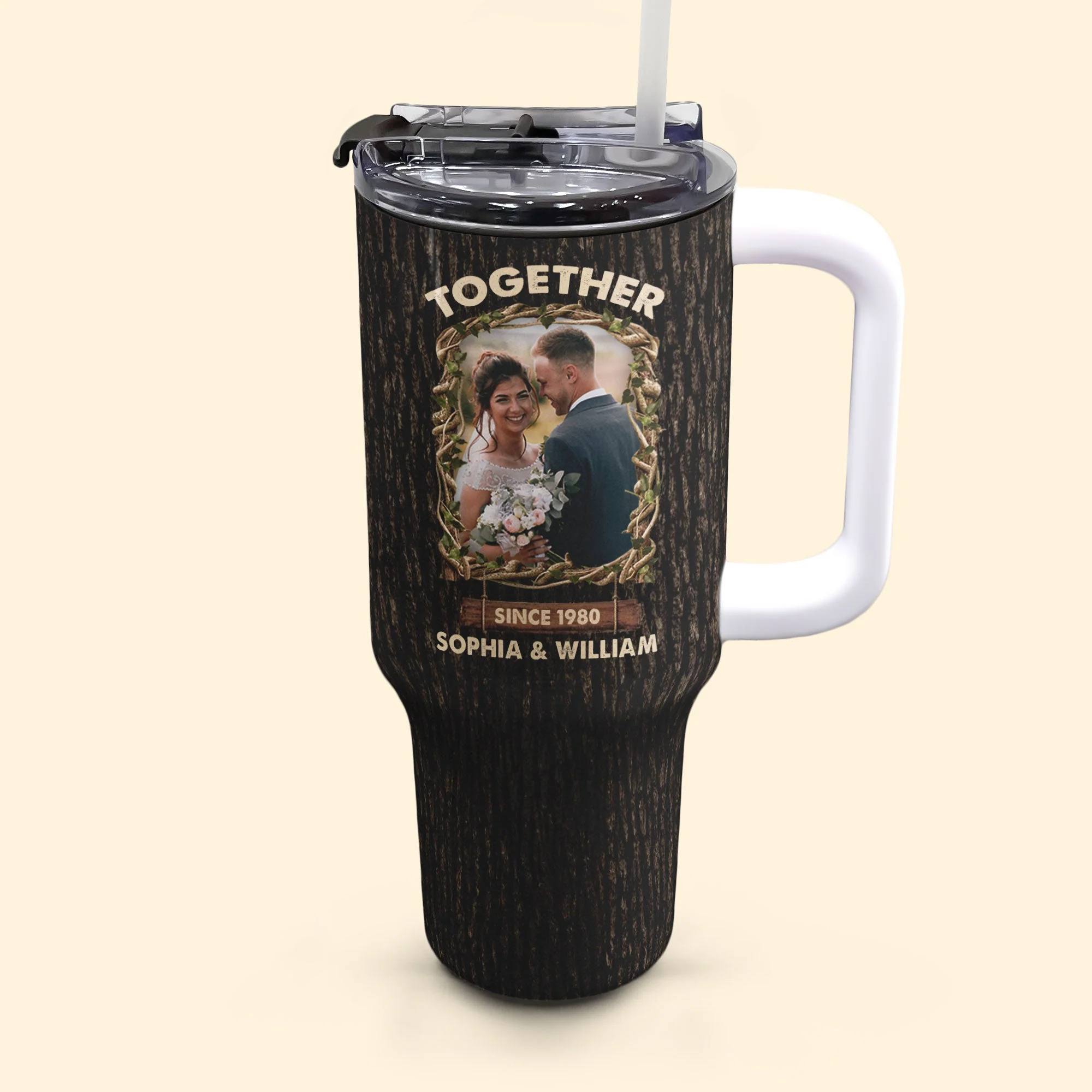 Together Since - Personalized Photo 40oz Tumbler With Straw - Image 5