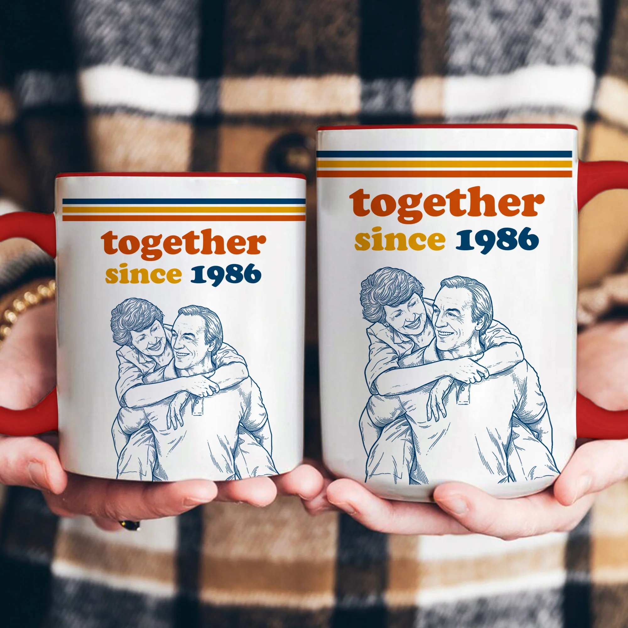 Together Since Sketch Line Art Custom Photo Couple Anniversary Gift - Personalized Mug - Image 8