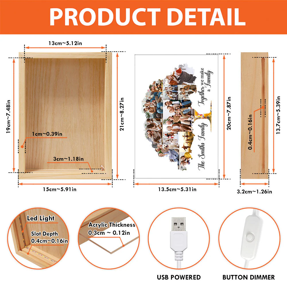 Together We Make A Family - Personalized Photo Picture Frame Light Box - Image 5