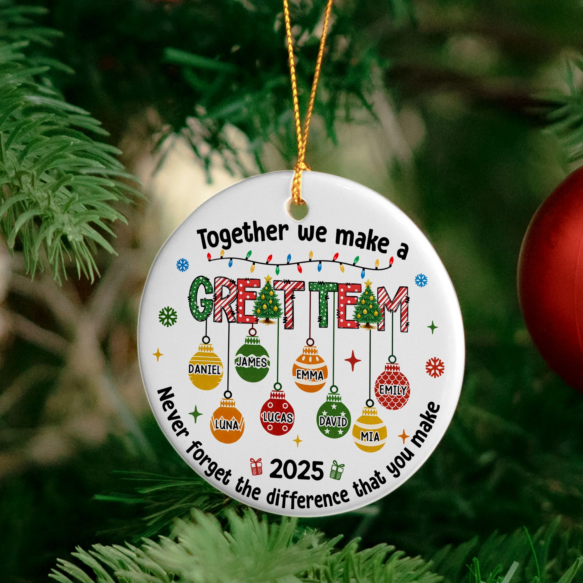 Together We Make A Great Team Thank You Christmas Exchange Gifts - Personalized Ceramic Ornament - Image 4