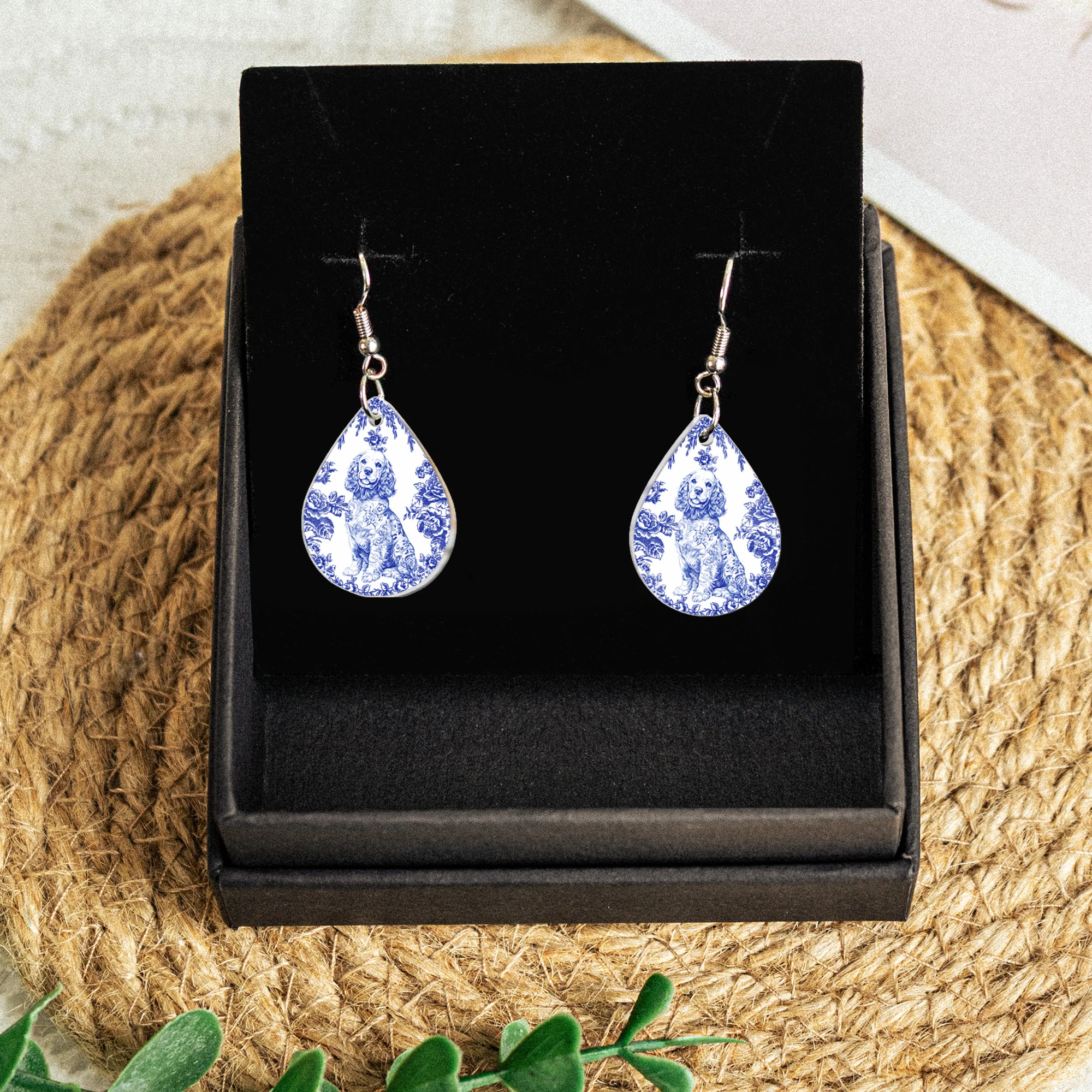 Toile De Jouy Dog Custom Breeds French Style - Personalized Acrylic Earrings - Image 5