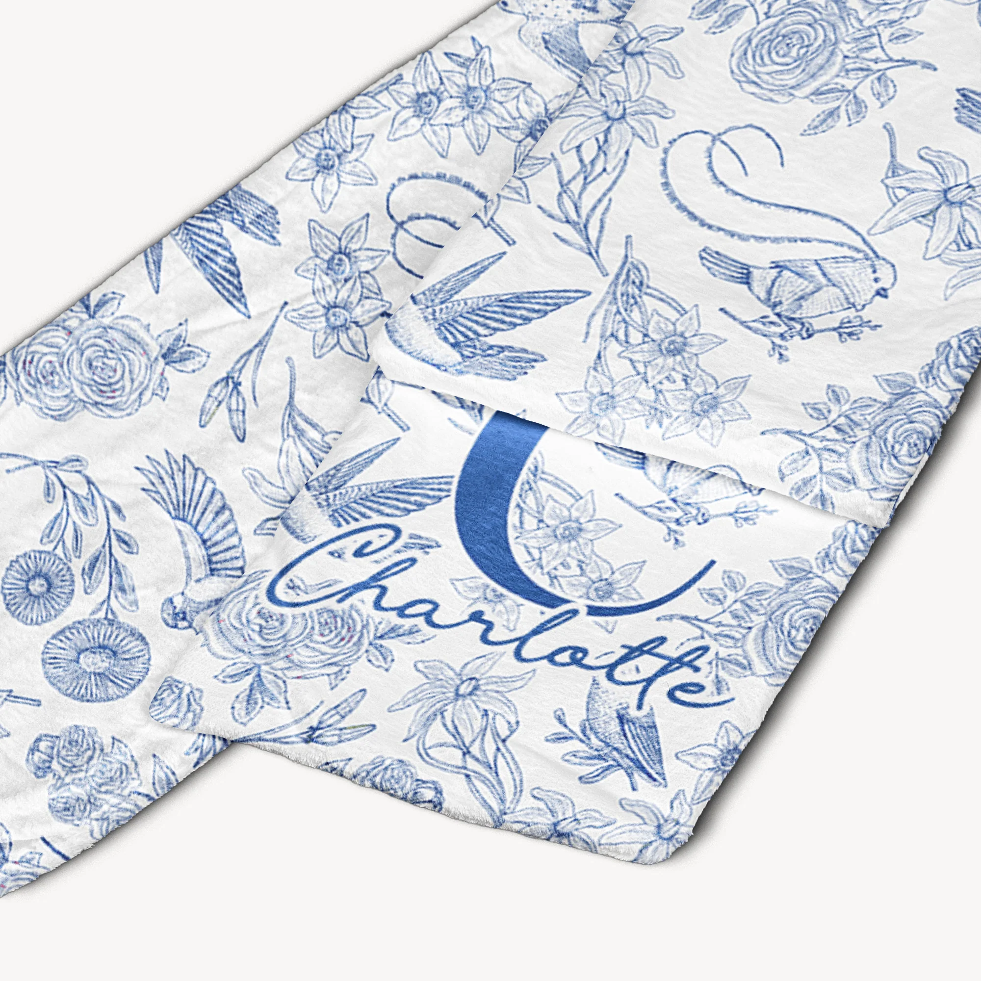 Toile De Jouy Floral Initial - Personalized Fleece Scarf - Image 4