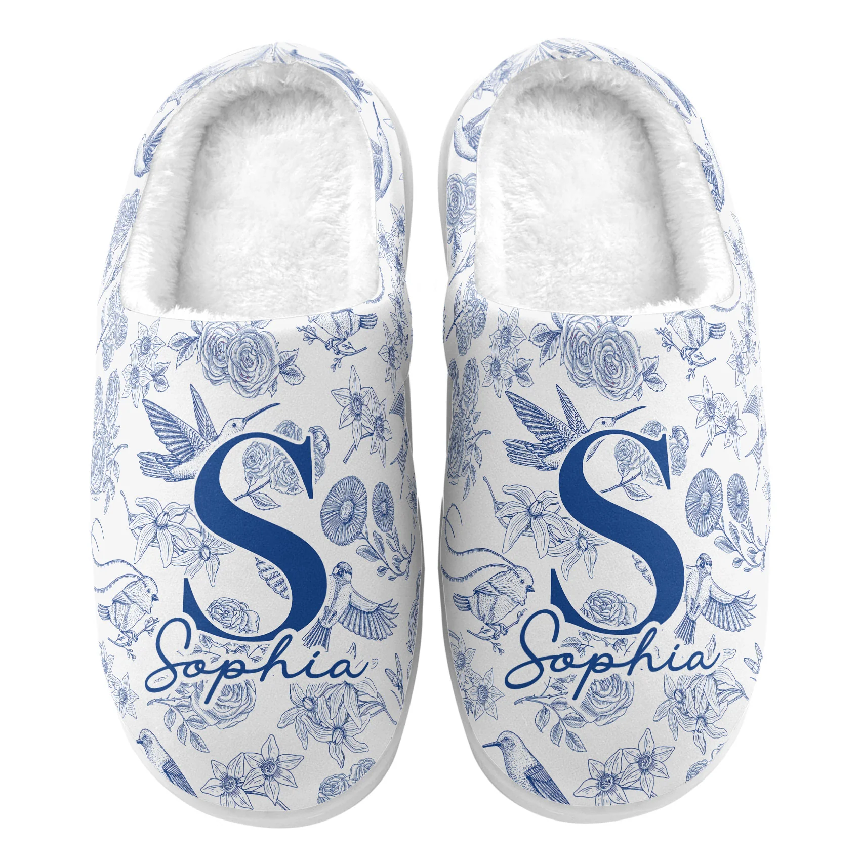Toile De Jouy Floral Initial - Personalized Slippers - Image 5