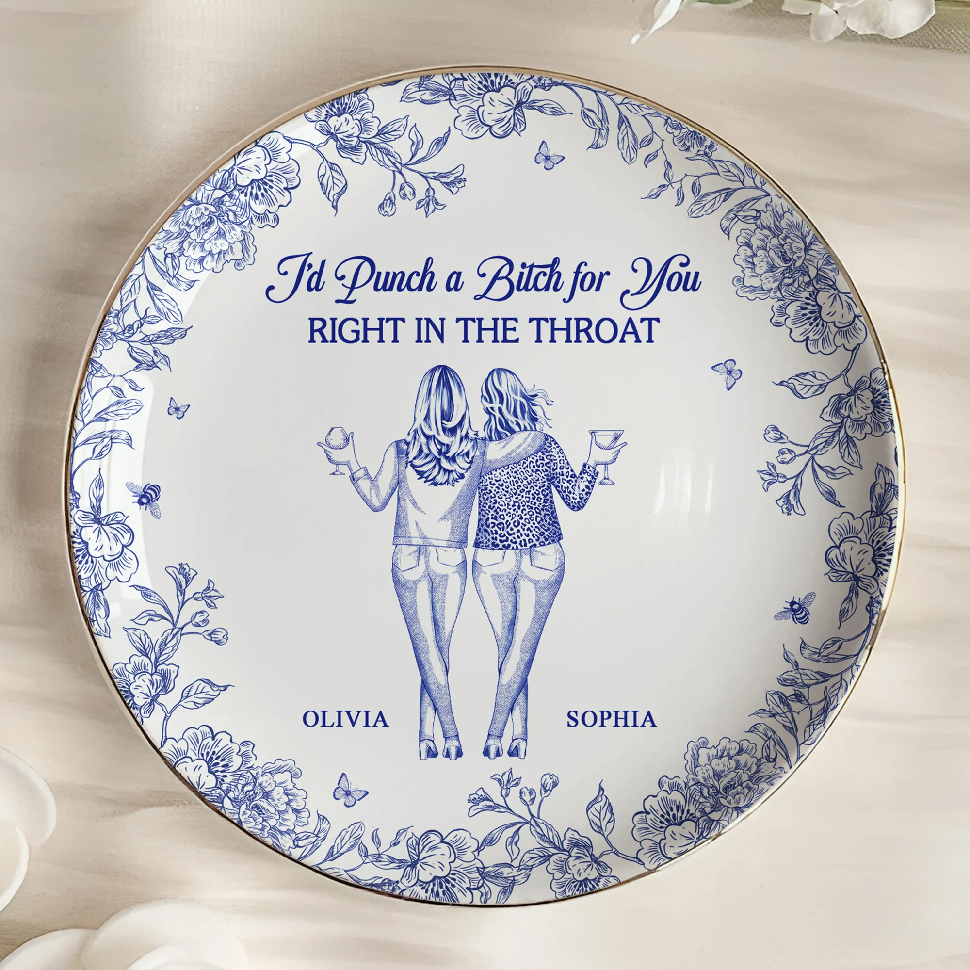 Toile De Jouy Group Of Besties, Sisters, Friends - Friendship Thank You Gifts - Personalized Jewelry Dish - Image 5