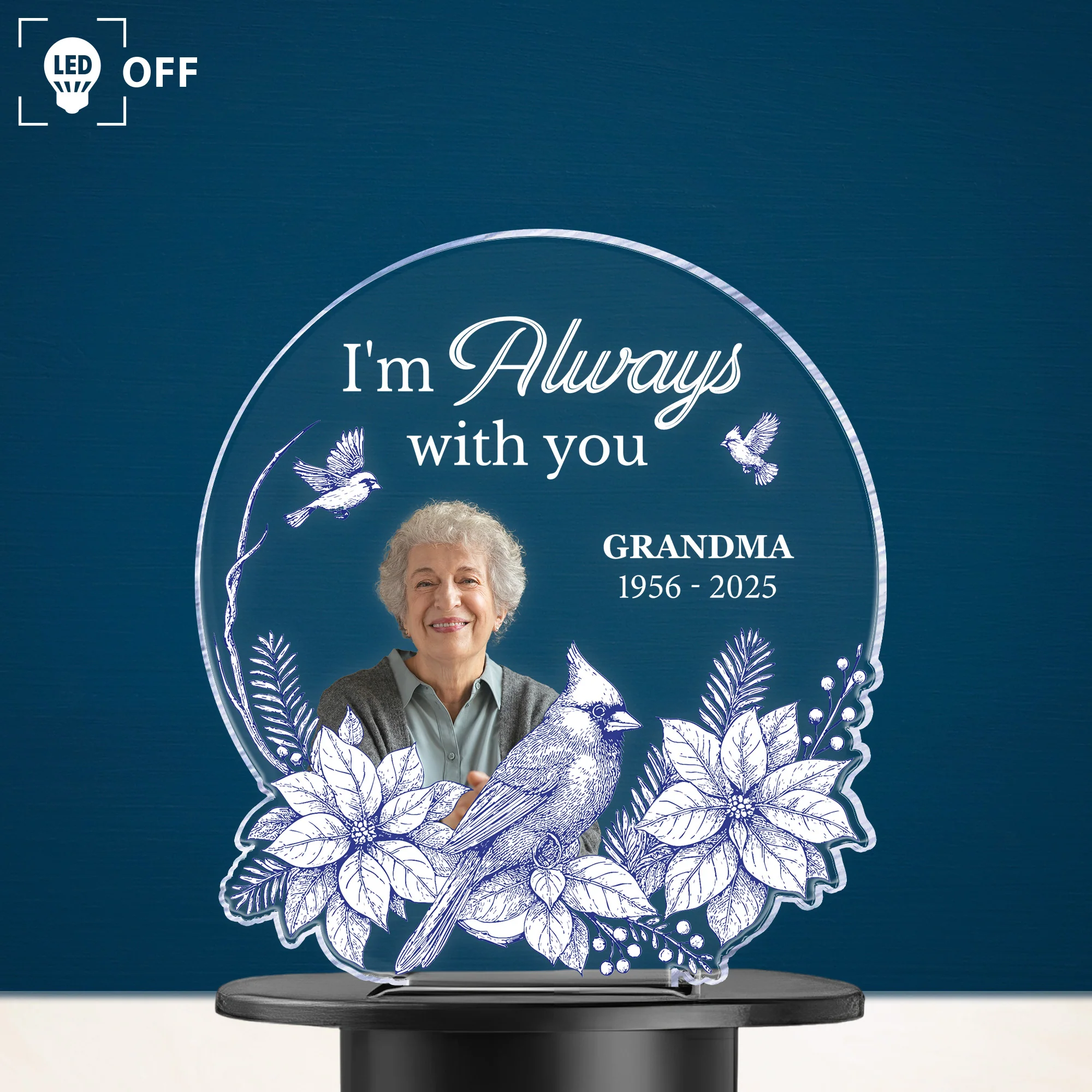 Toile De Jouy Style Memorial I'm Always With You - Personalized Photo Solar Light - Image 5