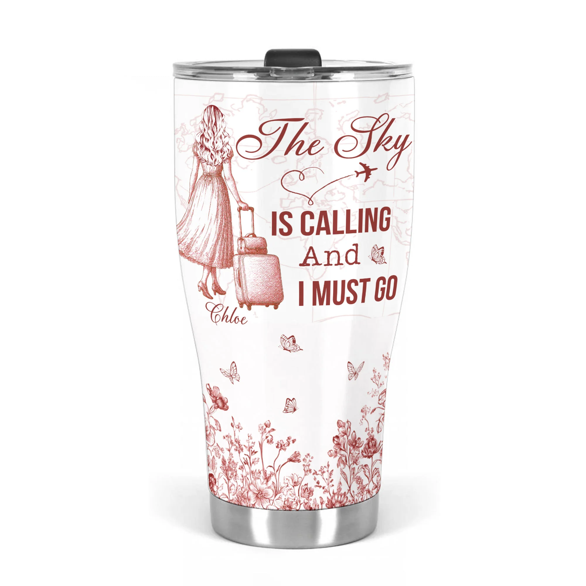 Toile De Jouy The Sky Is Calling - Personalized 30oz Curved Tumbler - Image 3