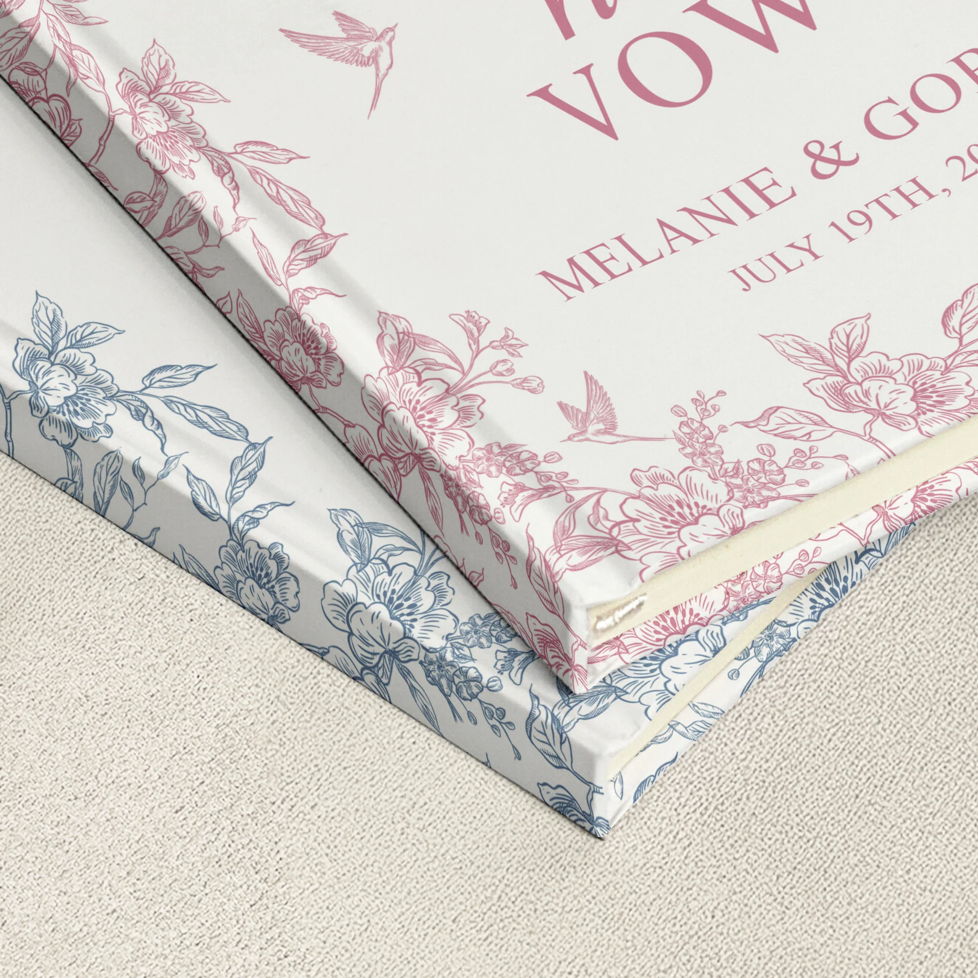Toile De Jouy Vow Books Custom Portrait Photo His And Her Vow Wedding Keepsake - Personalized Journal - Image 6
