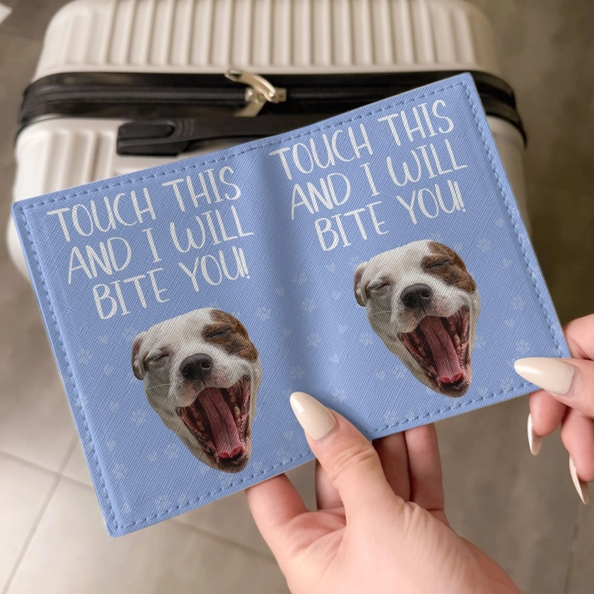 Touch This & I Will Bite - Personalized Photo Passport Cover And Luggage Tag Travel Set - Image 2