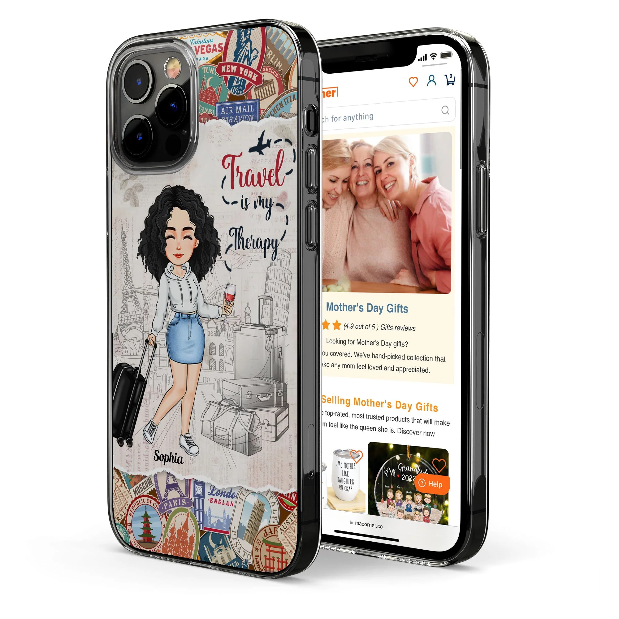 Travel Is My Therapy - Personalized Clear Phone Case - Image 2