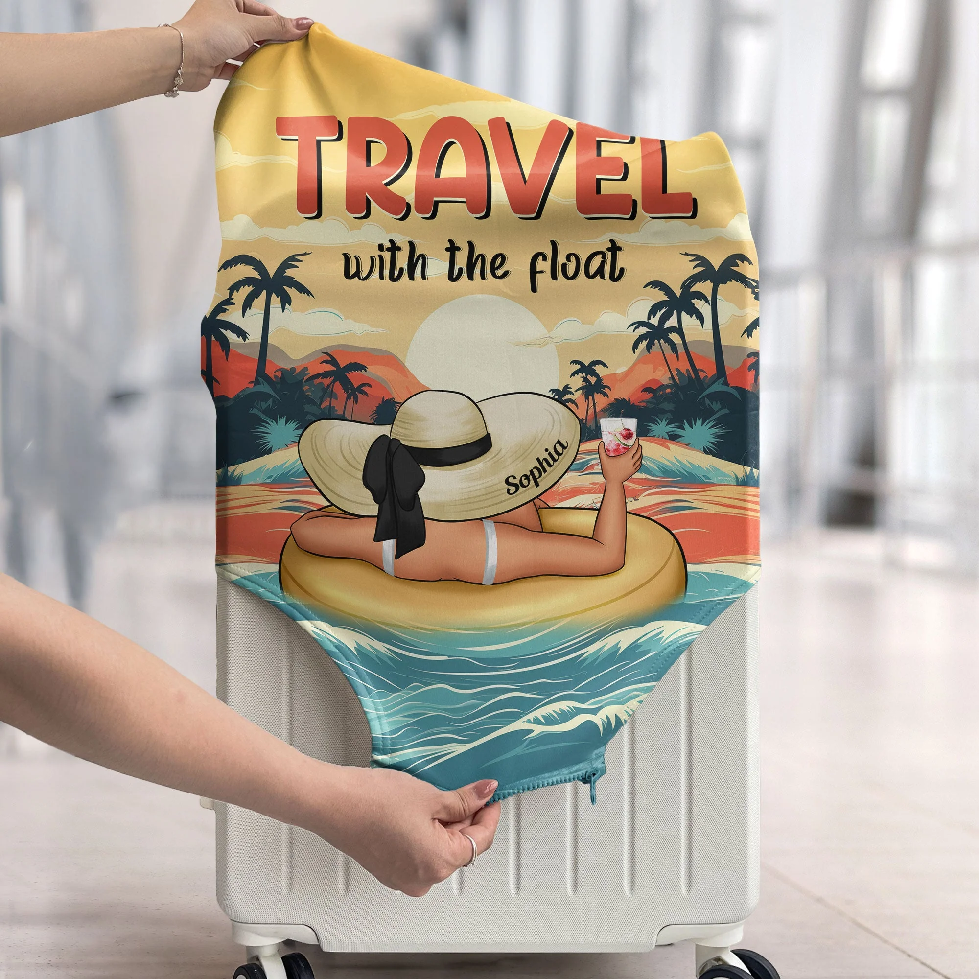 Travel With The Float - Personalized Luggage Cover - Image 4