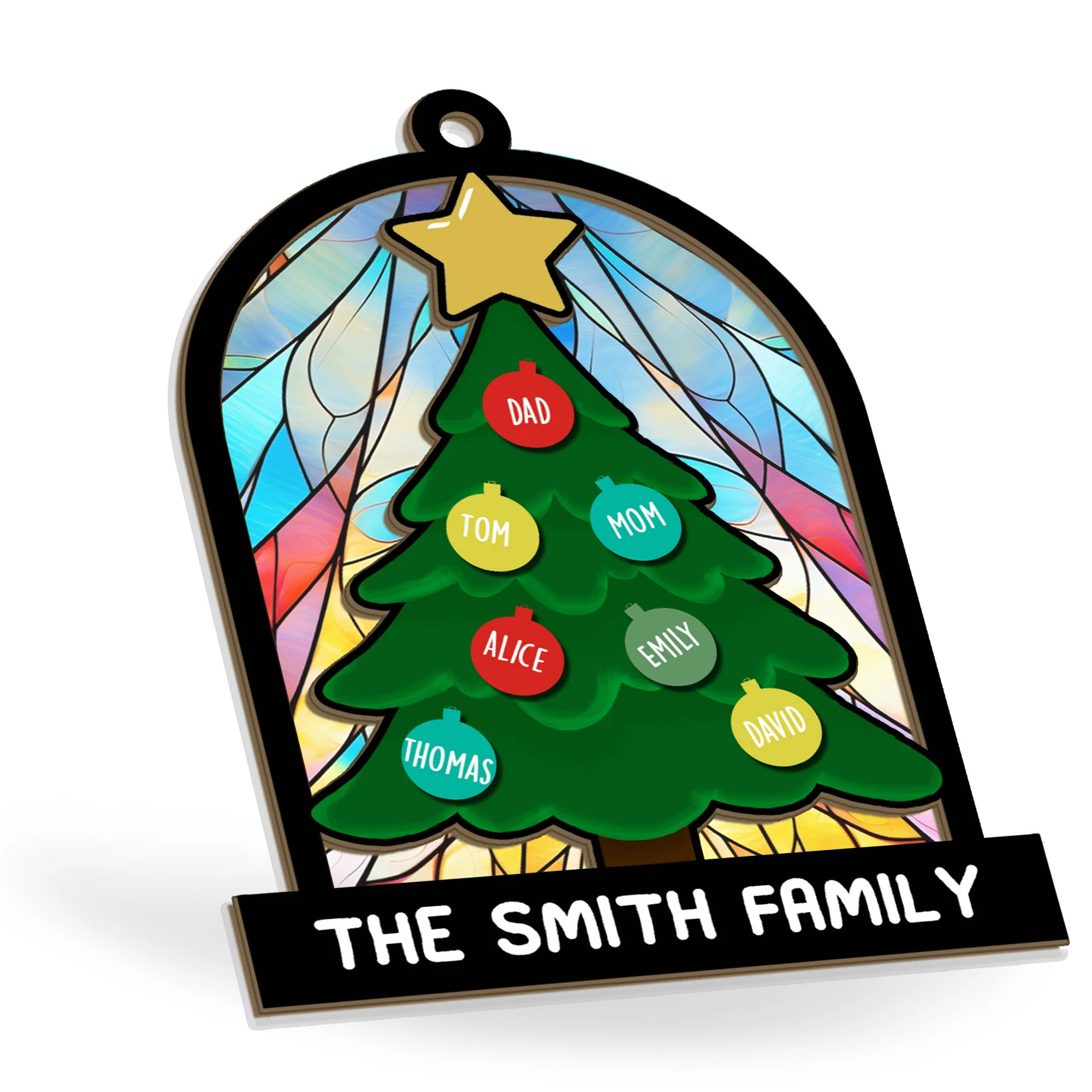 Tree Family Christmas - Personalized Family Suncatcher Ornament - Image 2