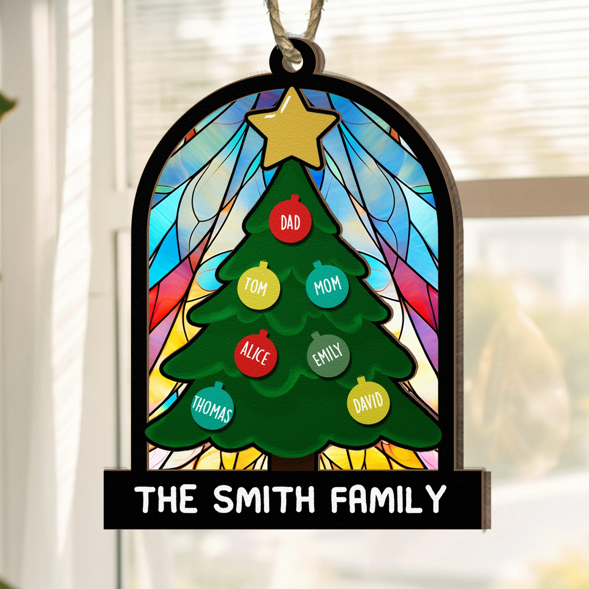 Tree Family Christmas - Personalized Family Suncatcher Ornament - Image 3