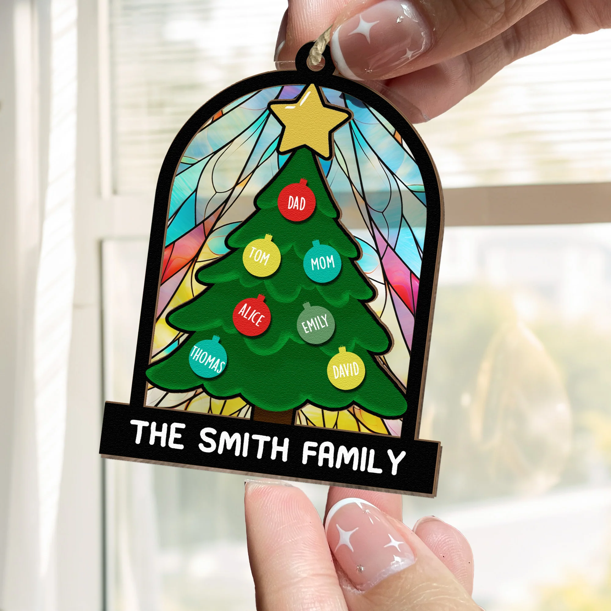 Tree Family Christmas - Personalized Family Suncatcher Ornament - Image 5
