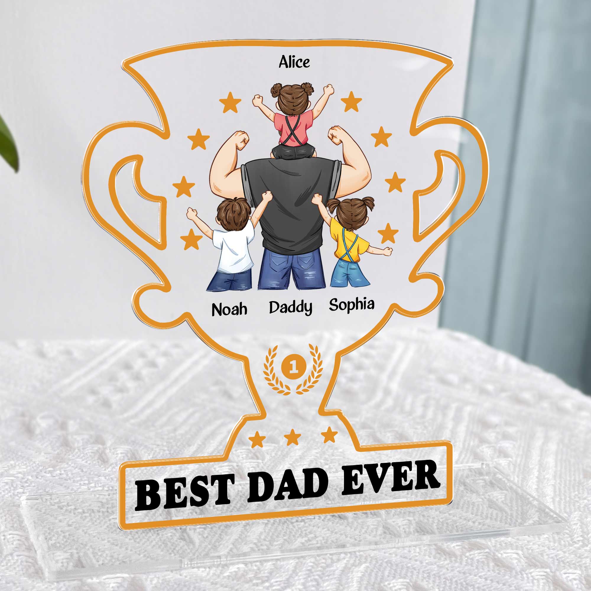 Trophy For The Best Dad - Personalized Acrylic Plaque - Image 4