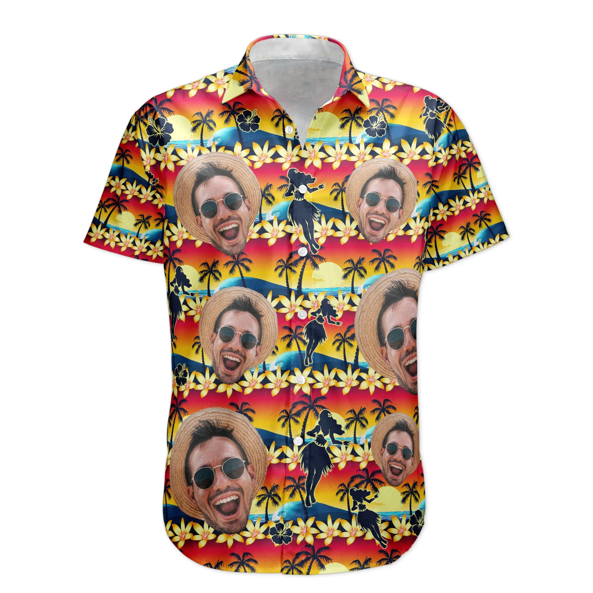 Tropical Beach Sence Hula Dance Sunset Aloha Shirts - Custom Photo Hawaiian Shirts - Image 6