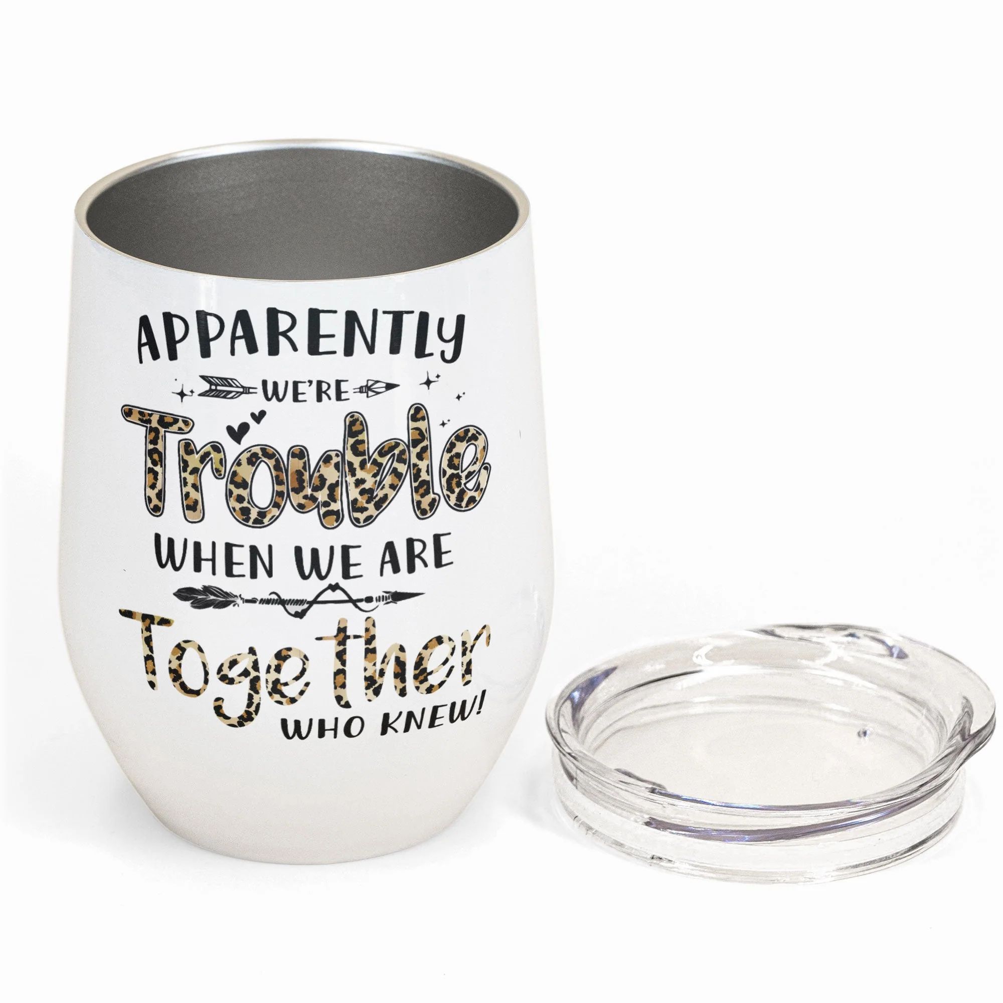 Trouble When We're Together- Personalized Wine Tumbler - Gift For Besties, Friends Crew, Girls, Sisters, Travelers - Image 2