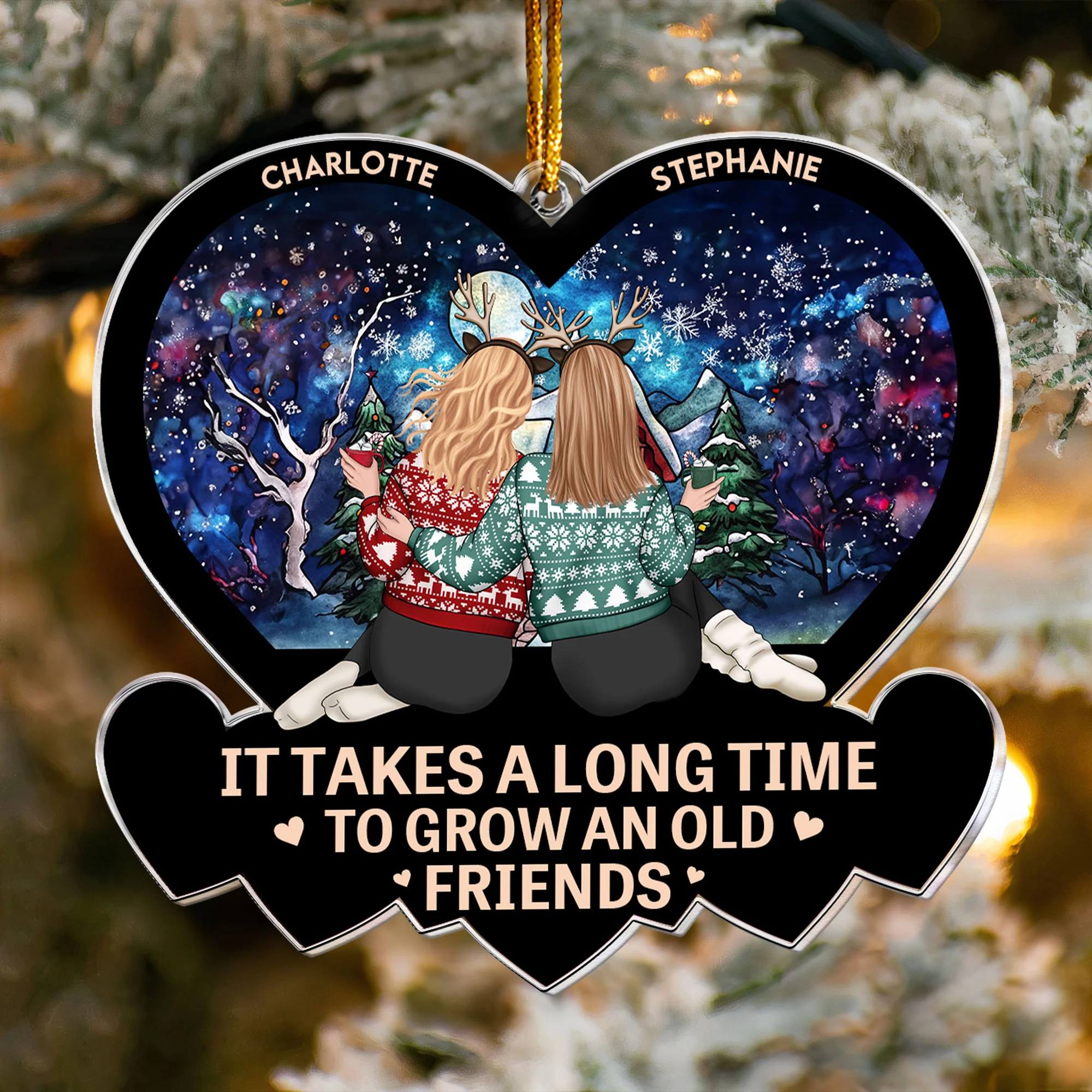 True Friendship Is A Journey - Personalized Acrylic Ornament - Image 3