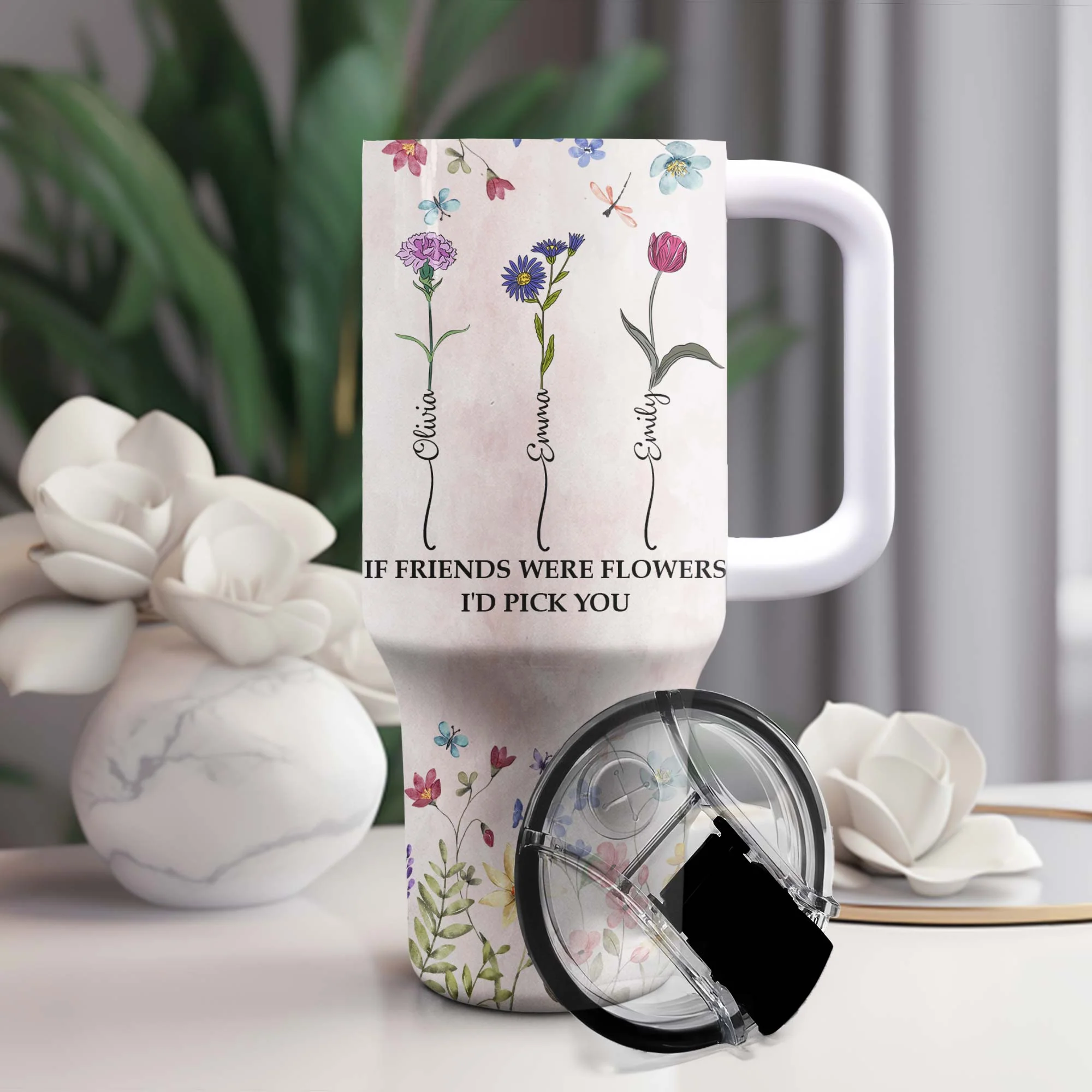 Tumbler If Friends Were Flowers I'd Pick You - Personalized 40oz Tumbler With Straw - Image 2