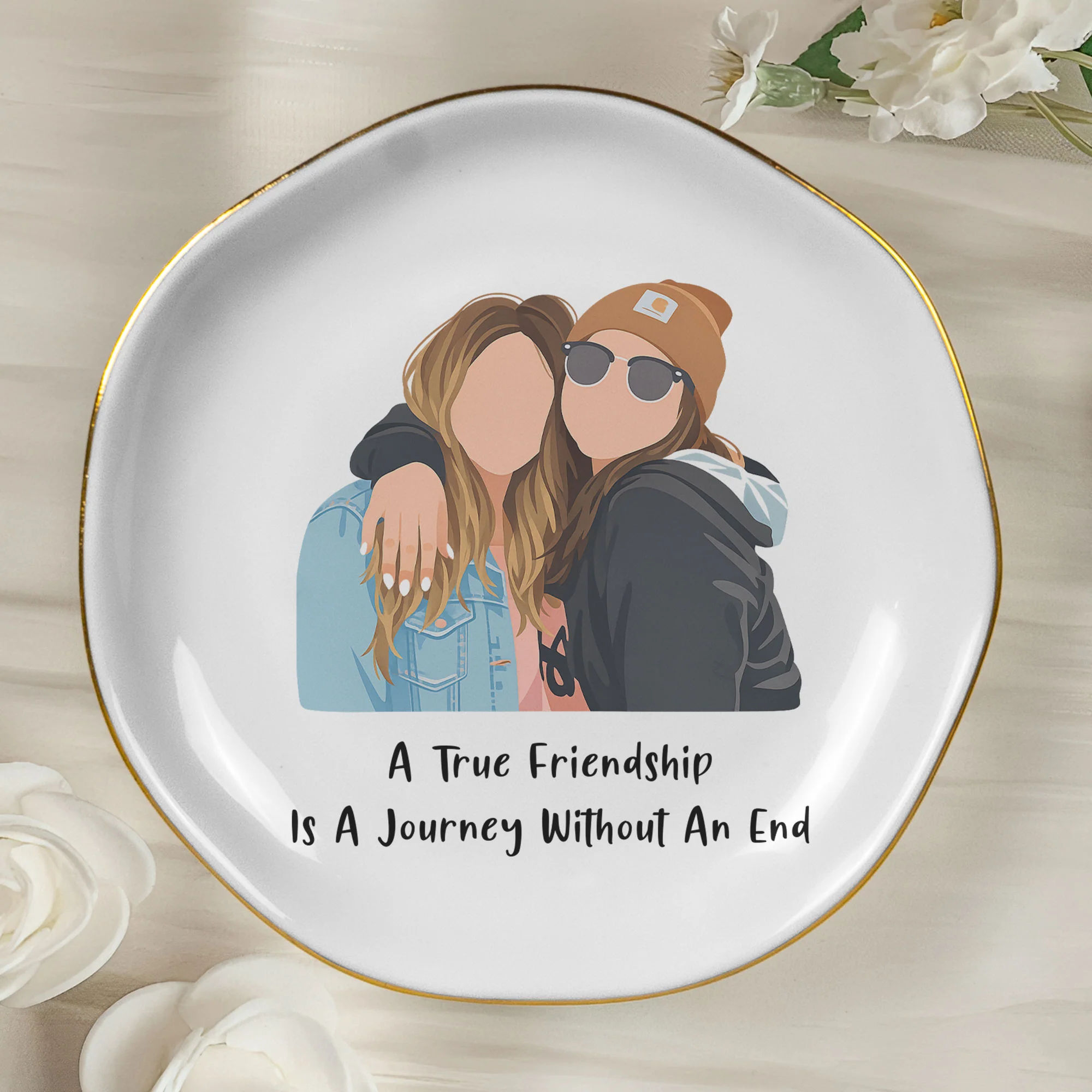 Turn Photo Into Drawing Best Friend Gifts, Friendship Thank You Gift - Personalized Jewelry Dish - Image 7