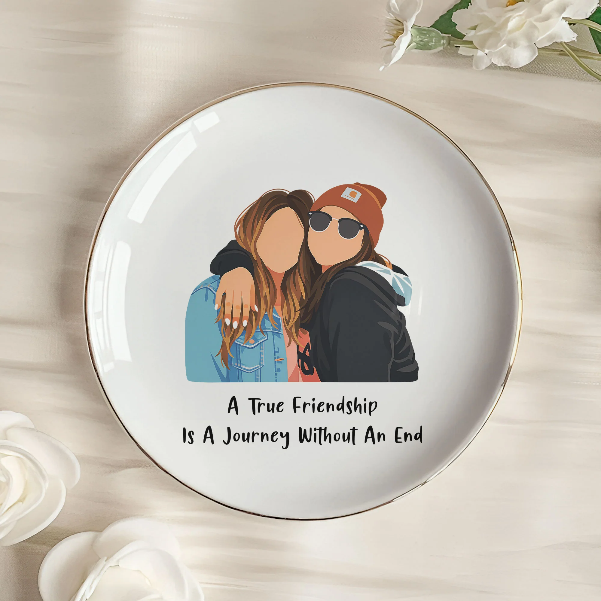 Turn Photo Into Drawing Best Friend Gifts, Friendship Thank You Gift - Personalized Jewelry Dish - Image 9