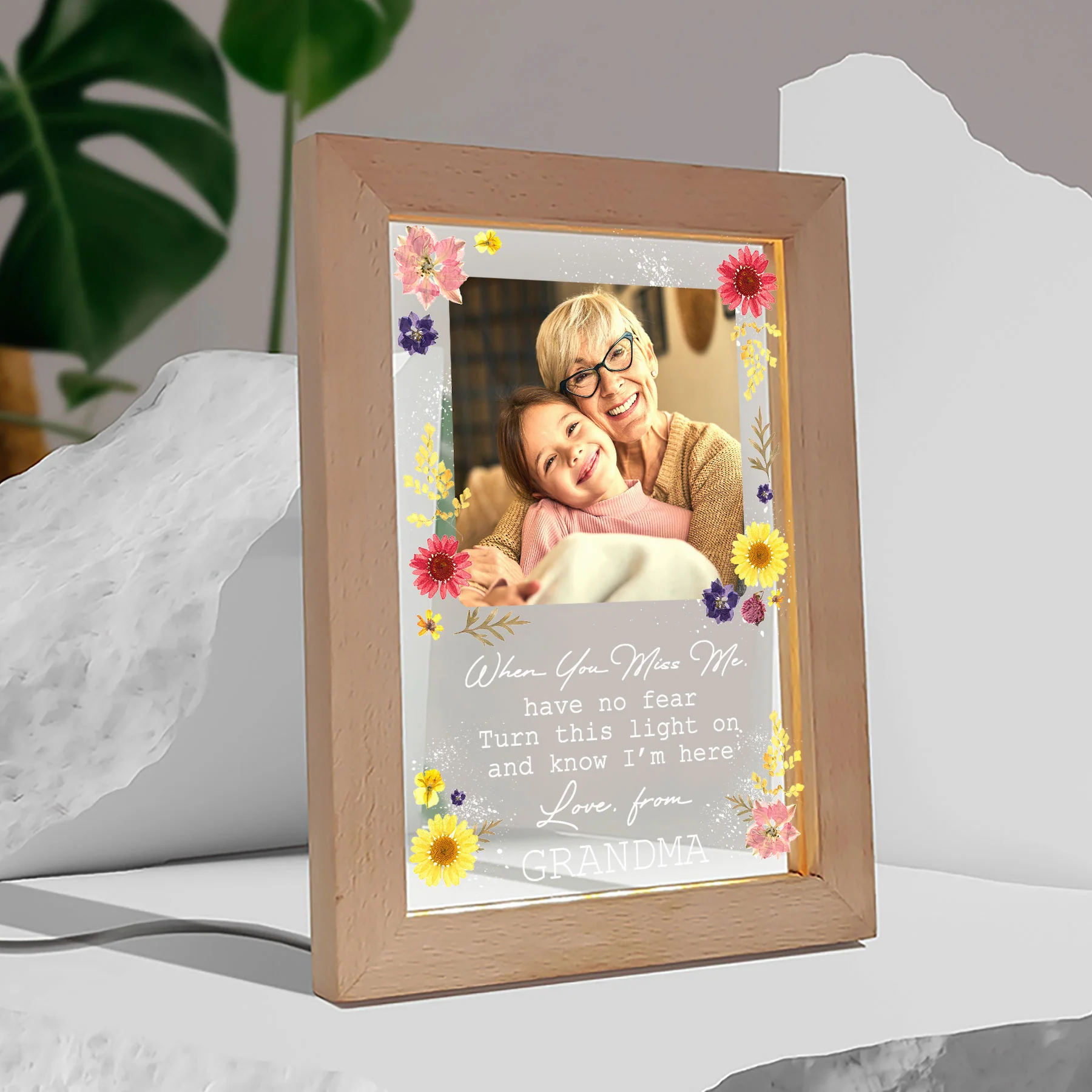 Turn This Light On And Know I'm Here - Personalized Photo Frame Lamp - Image 2