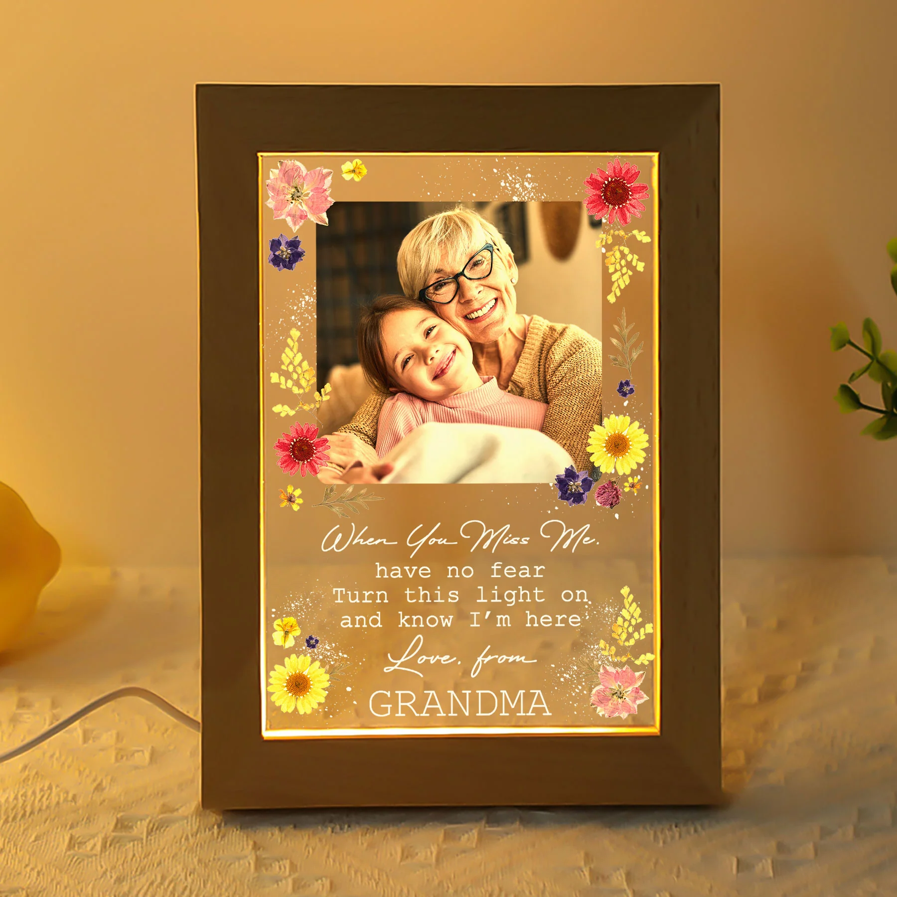 Turn This Light On And Know I'm Here - Personalized Photo Frame Lamp - Image 4