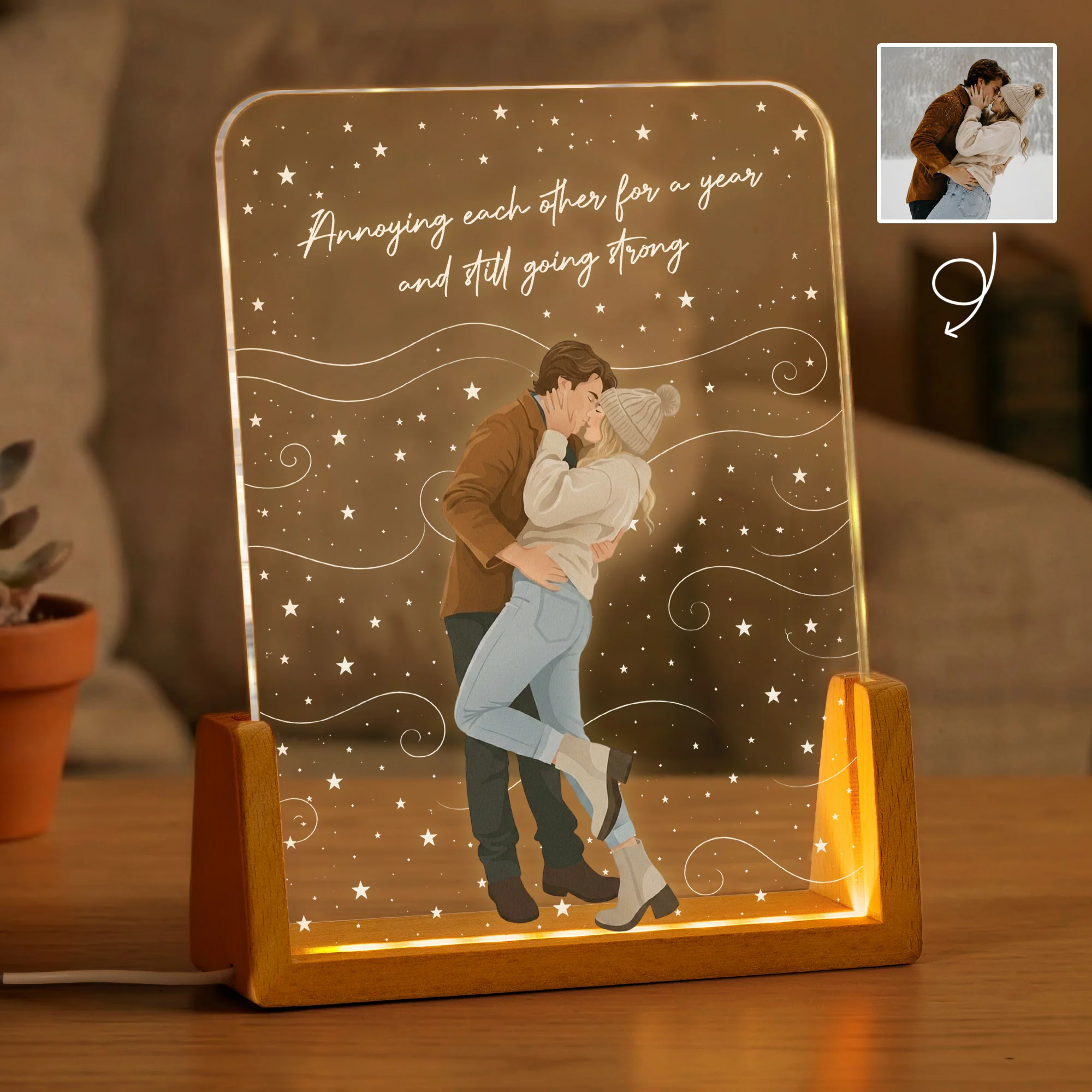 Turn Your Photo Into Art - Romantic Love Gifts For Couples, Him, Her - Personalized Night Light