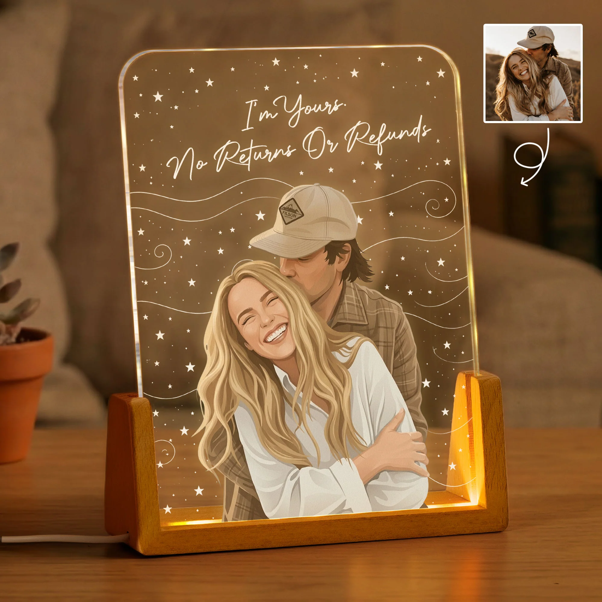 Turn Your Photo Into Art - Romantic Love Gifts For Couples, Him, Her - Personalized Night Light - Image 2