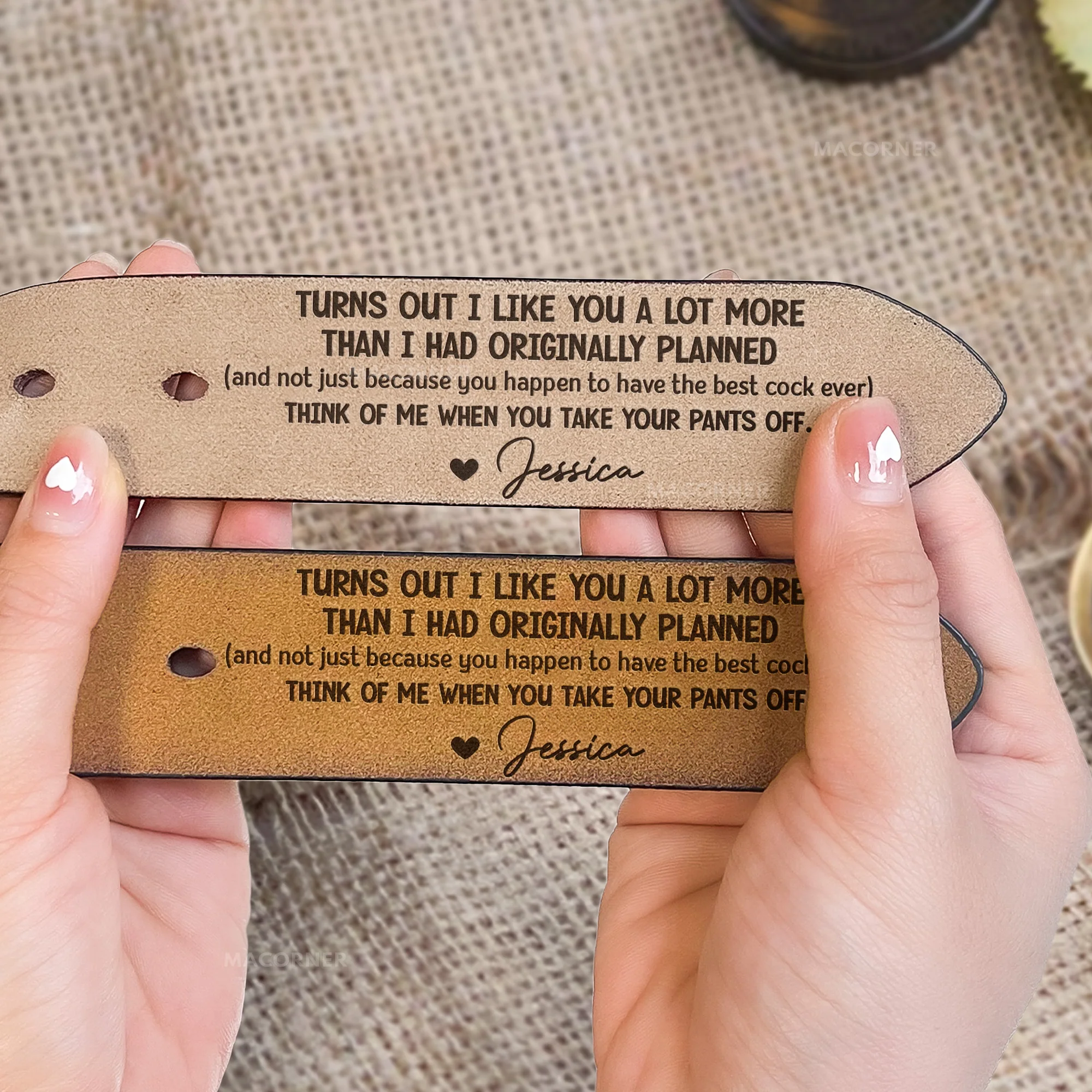 Turns Out I Like You A Lot More Than I Had Originally Planned - Fun Gifts For Him - Personalized Engraved Leather Belt - Image 3