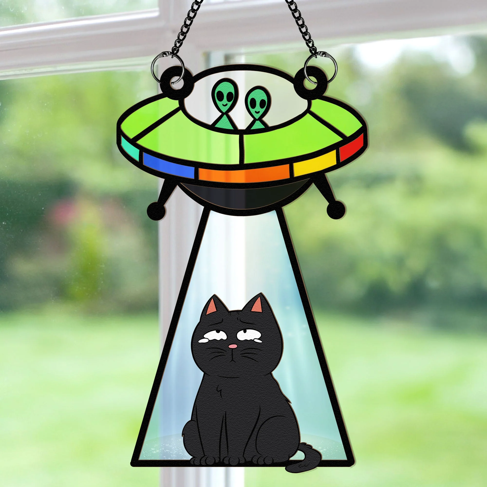 Ufo Abduction - Personalized Window Hanging Suncatcher Ornament - Image 3