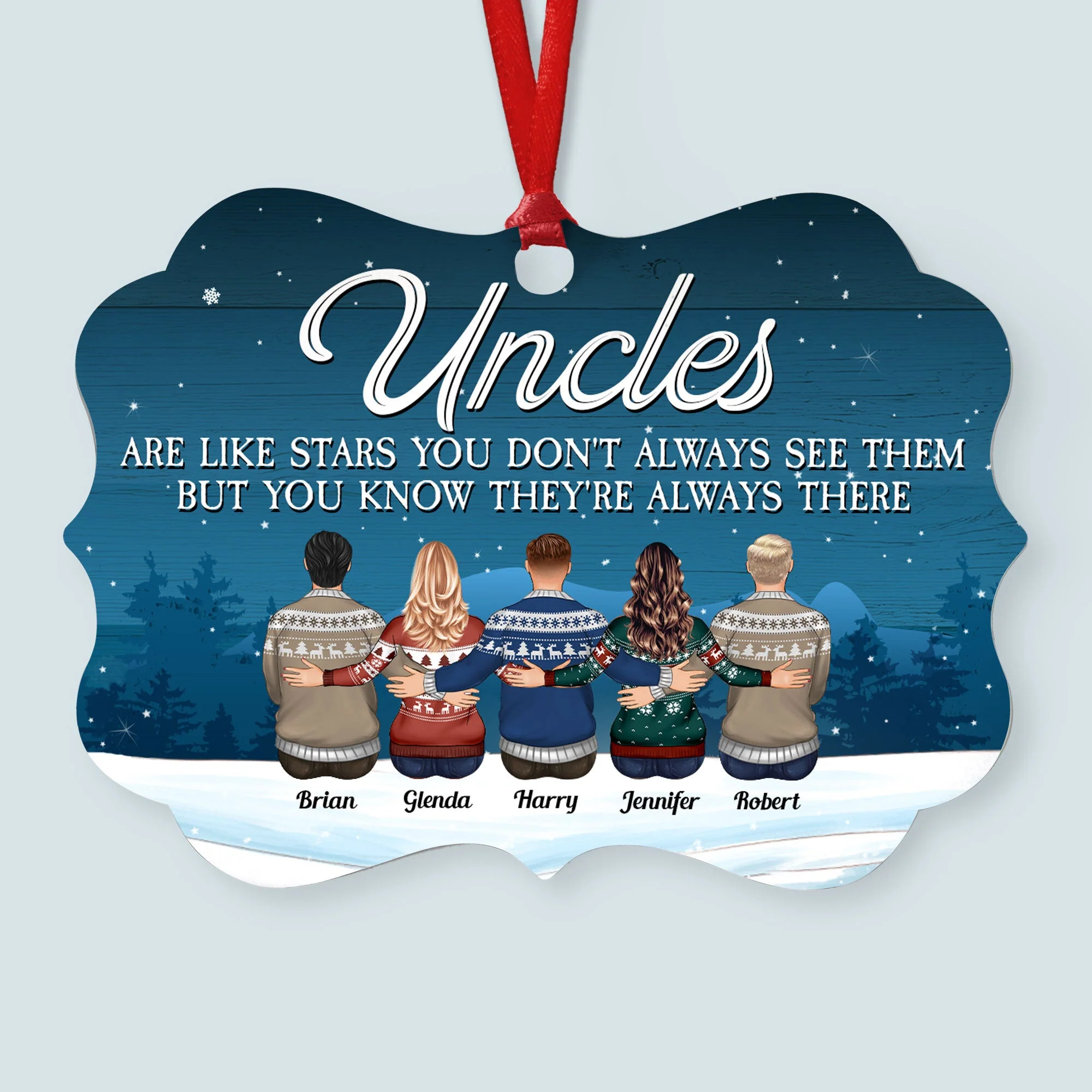 Uncles Like You Are Precious And Few - Personalized Aluminum Ornament - Family Hugging - Image 3