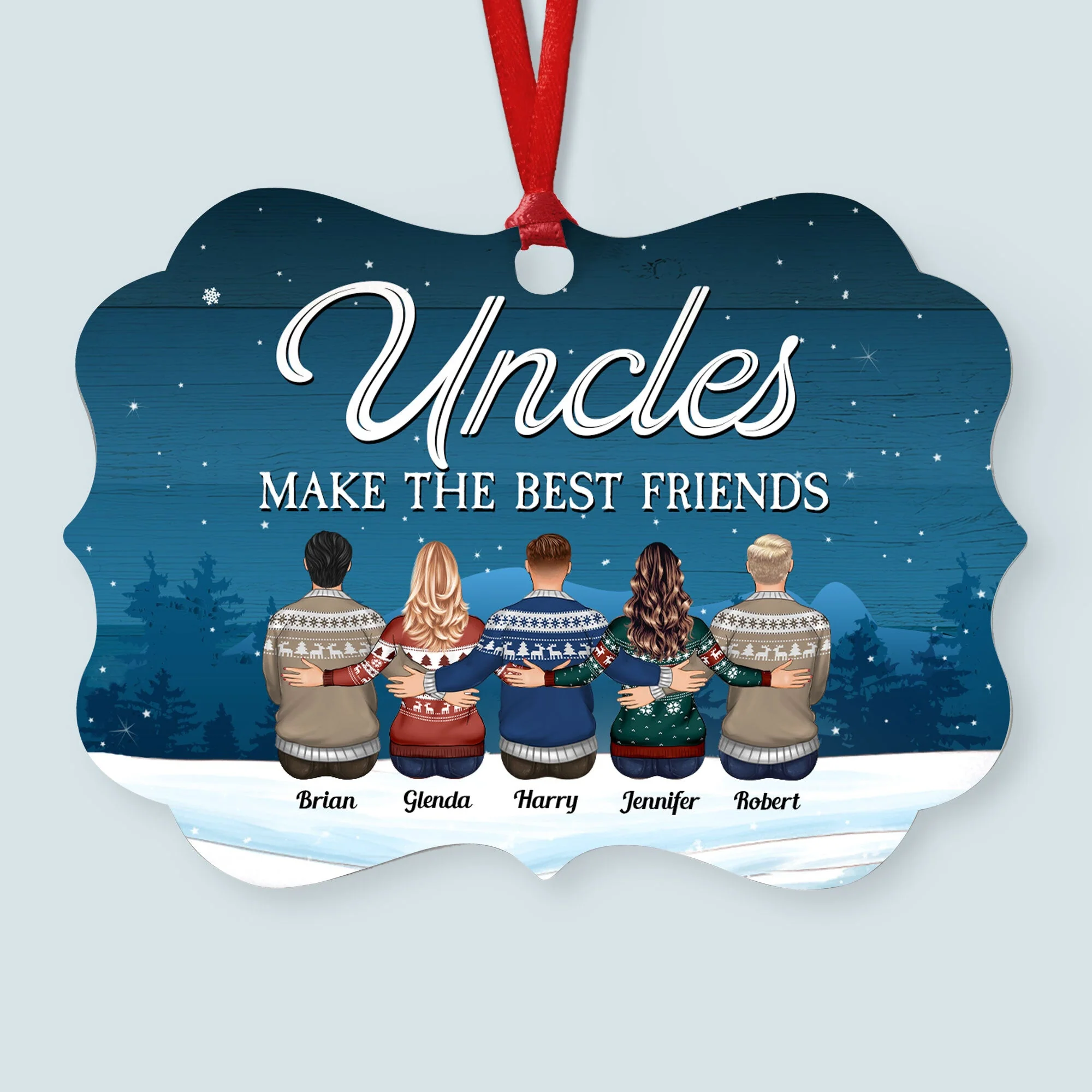 Uncles Like You Are Precious And Few - Personalized Aluminum Ornament - Family Hugging - Image 4