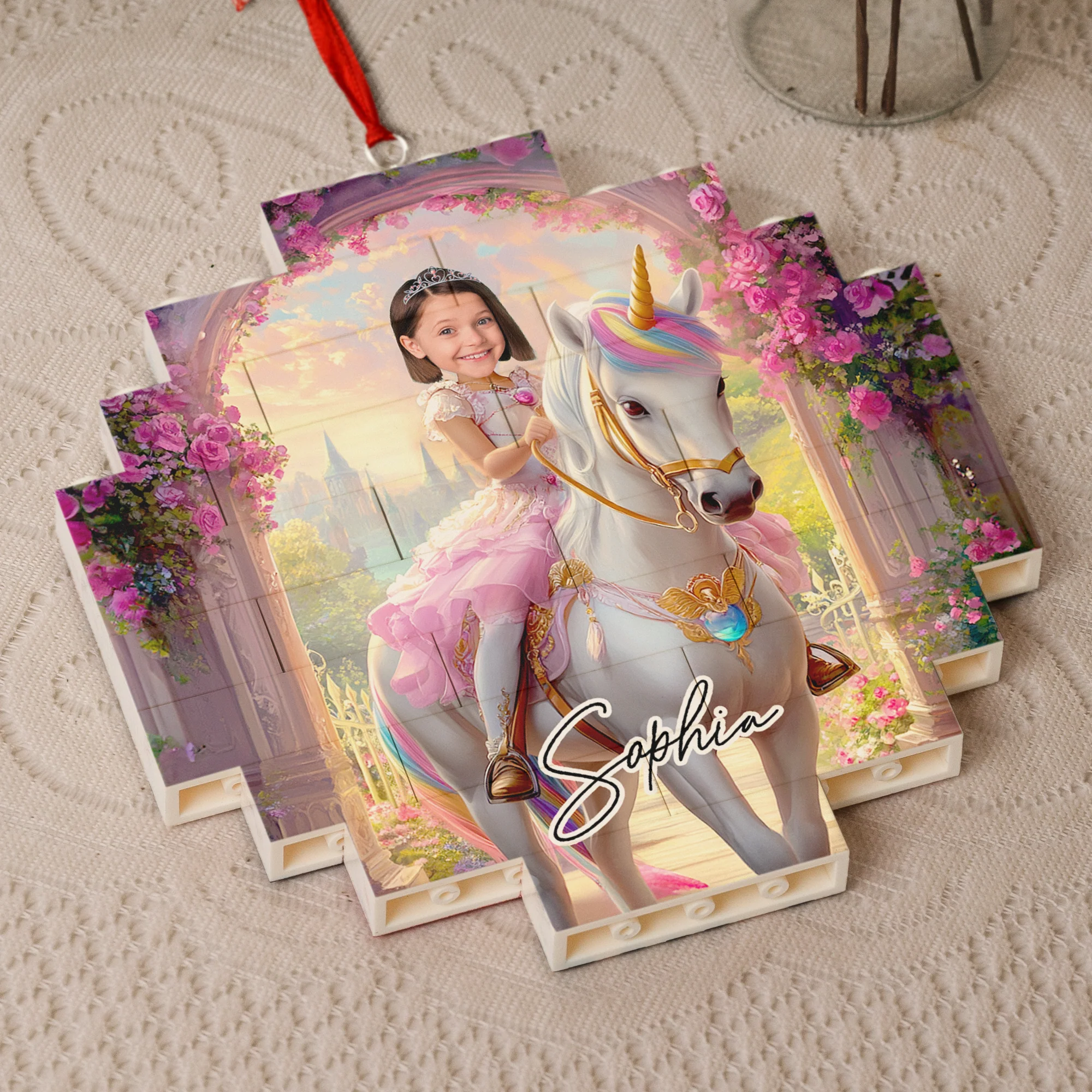 Unicorn Princess - Xmas Gifts For Little Girls, Daughter - Custom Buildable Christmas Photo Ornament - Image 4