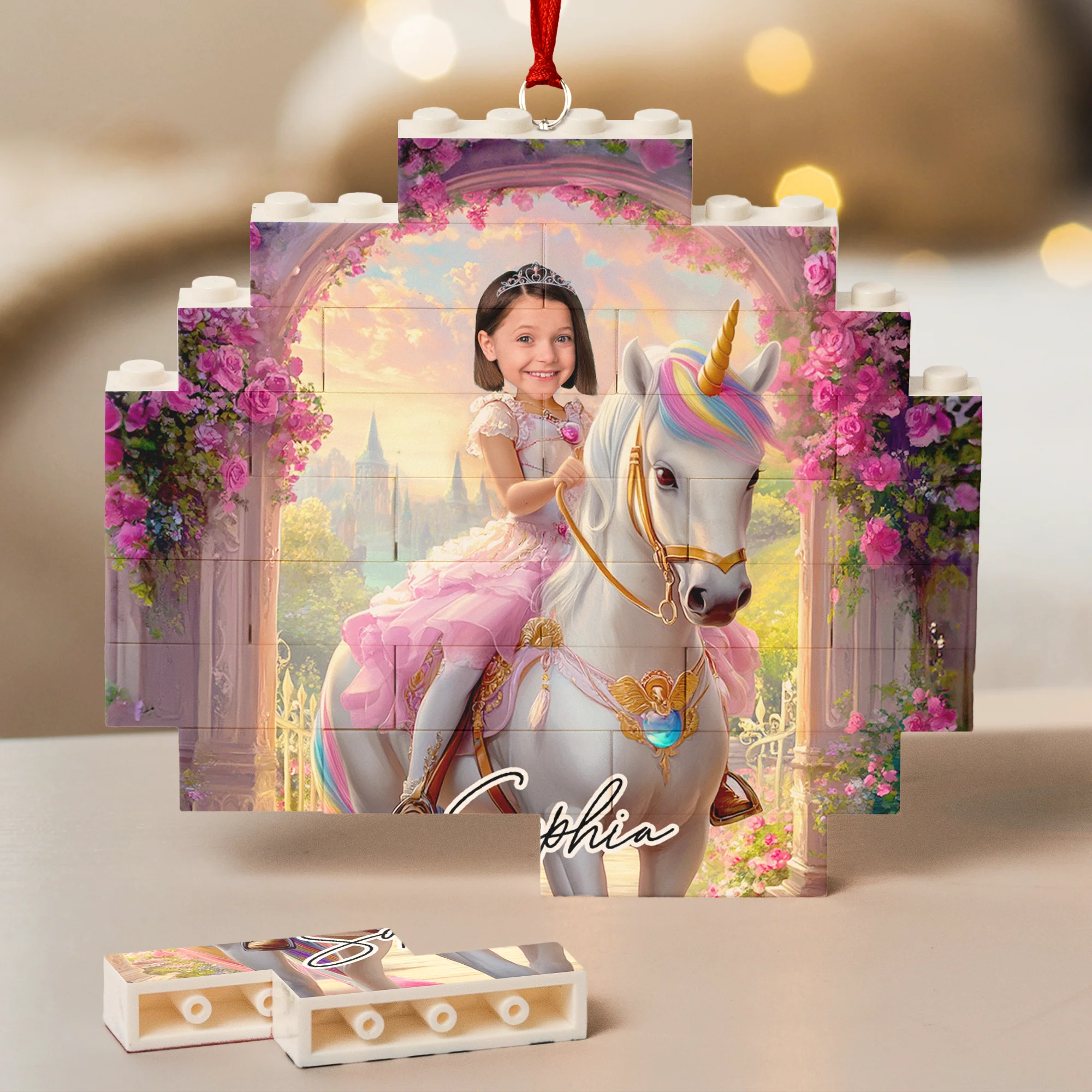 Unicorn Princess - Xmas Gifts For Little Girls, Daughter - Custom Buildable Christmas Photo Ornament - Image 6
