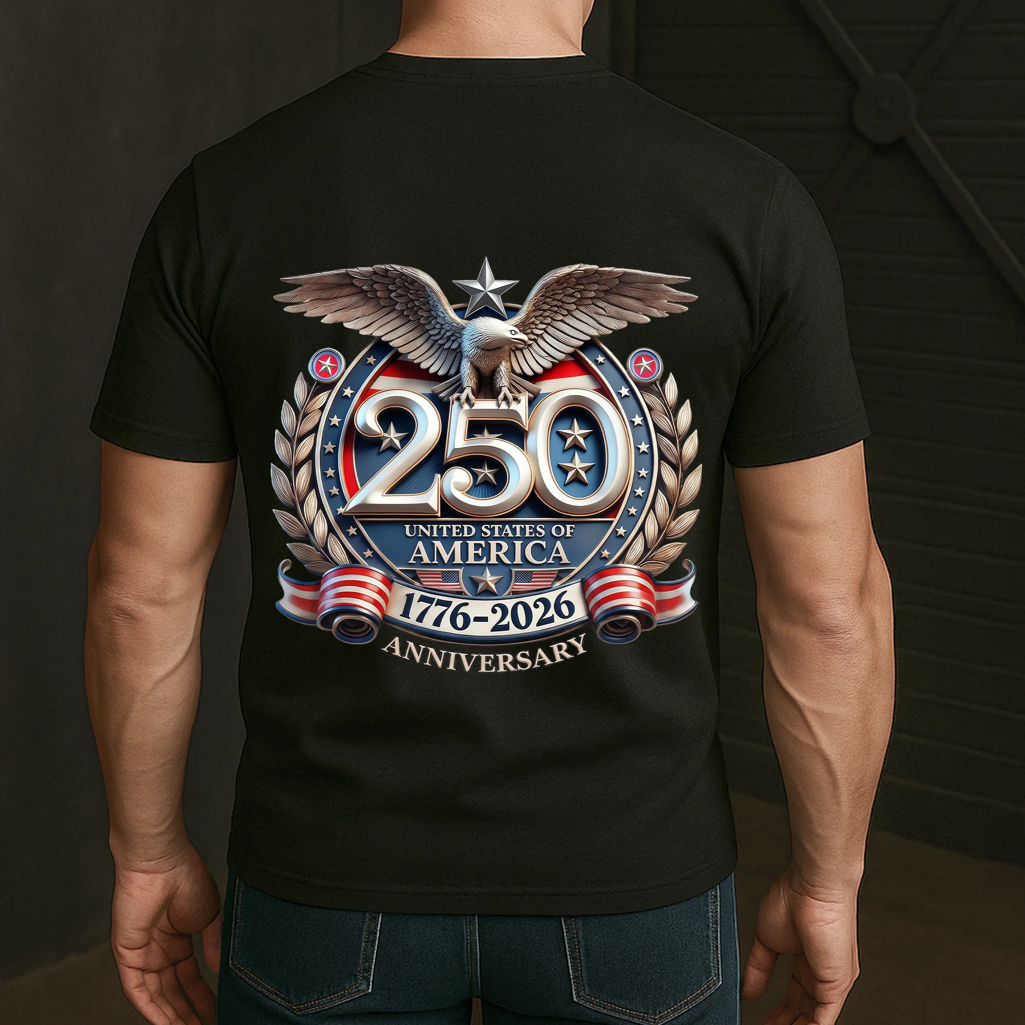 United States 250th Anniversary Silver Eagle - Back Printed Shirt - Image 3