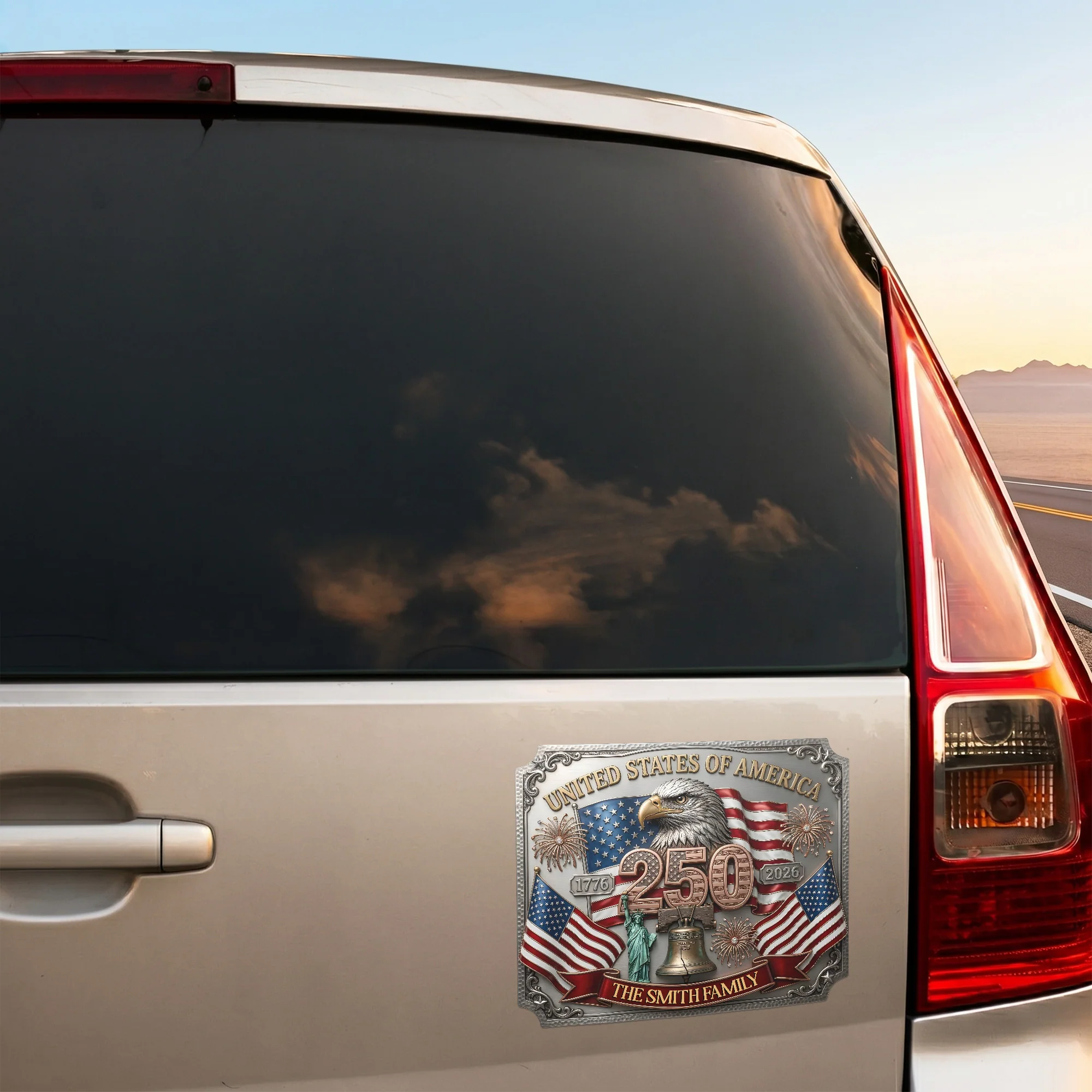 United States Of America 250th Anniversary Faux Pattern - Personalized Bumper Sticker - Image 3