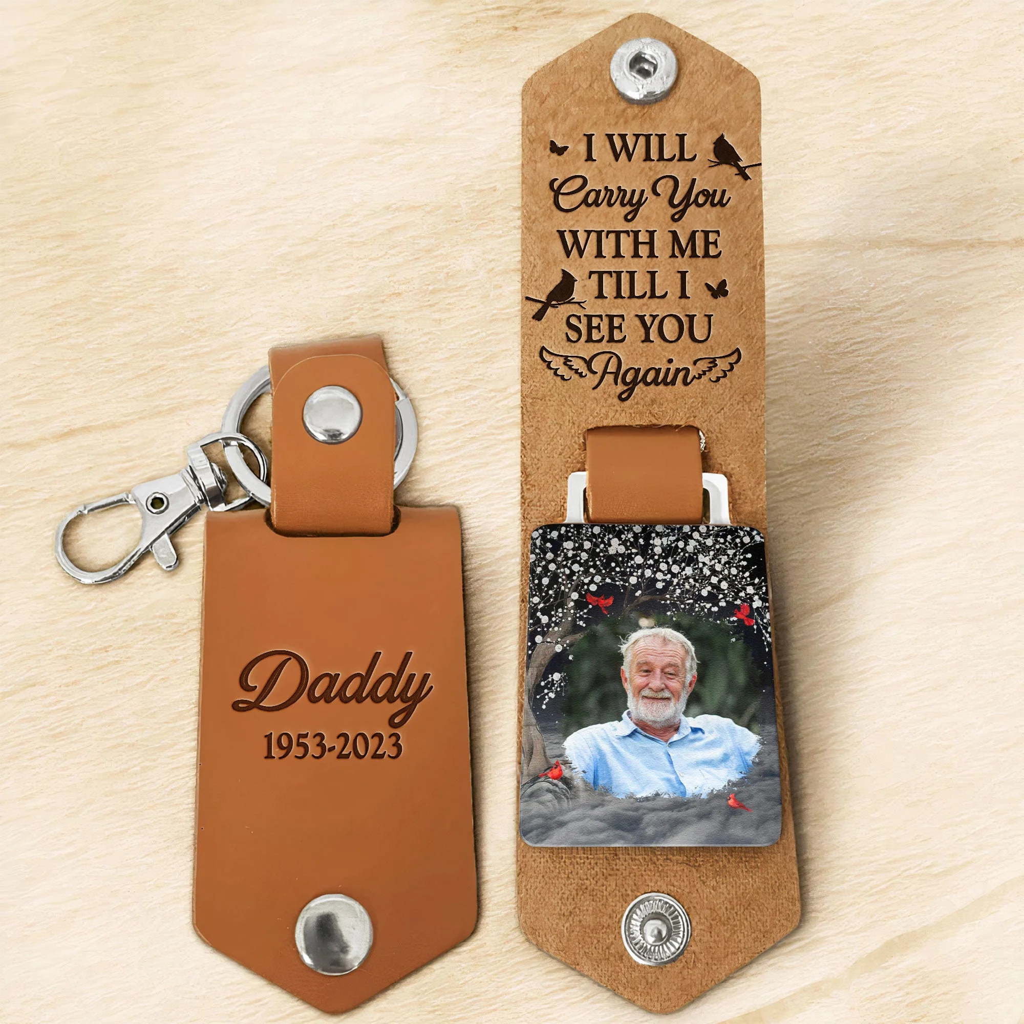 Until I See You Again - Personalized Leather Photo Keychain - Image 4