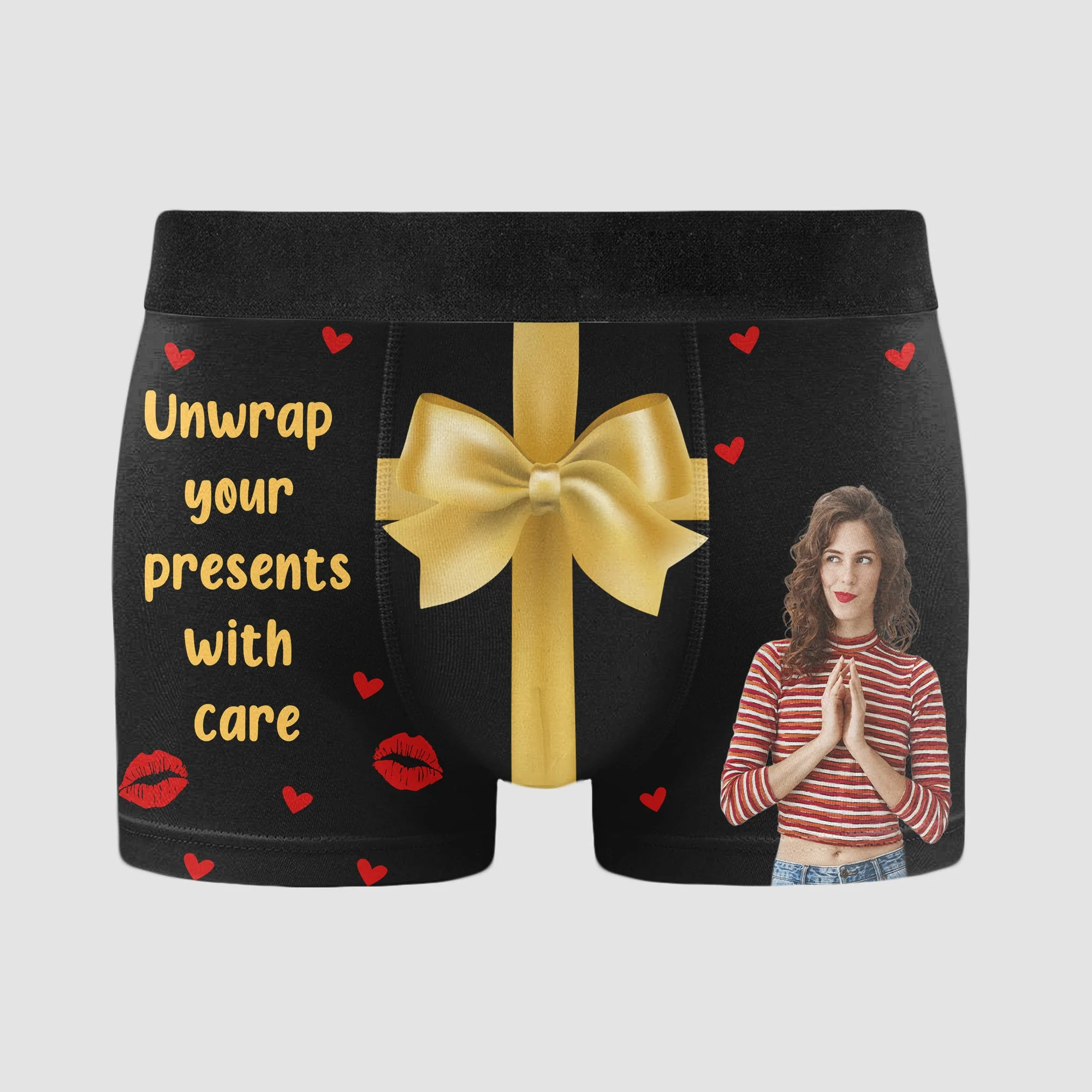Unwrap Your Presents With Care - Personalized Photo Men's Boxer Briefs - Image 4