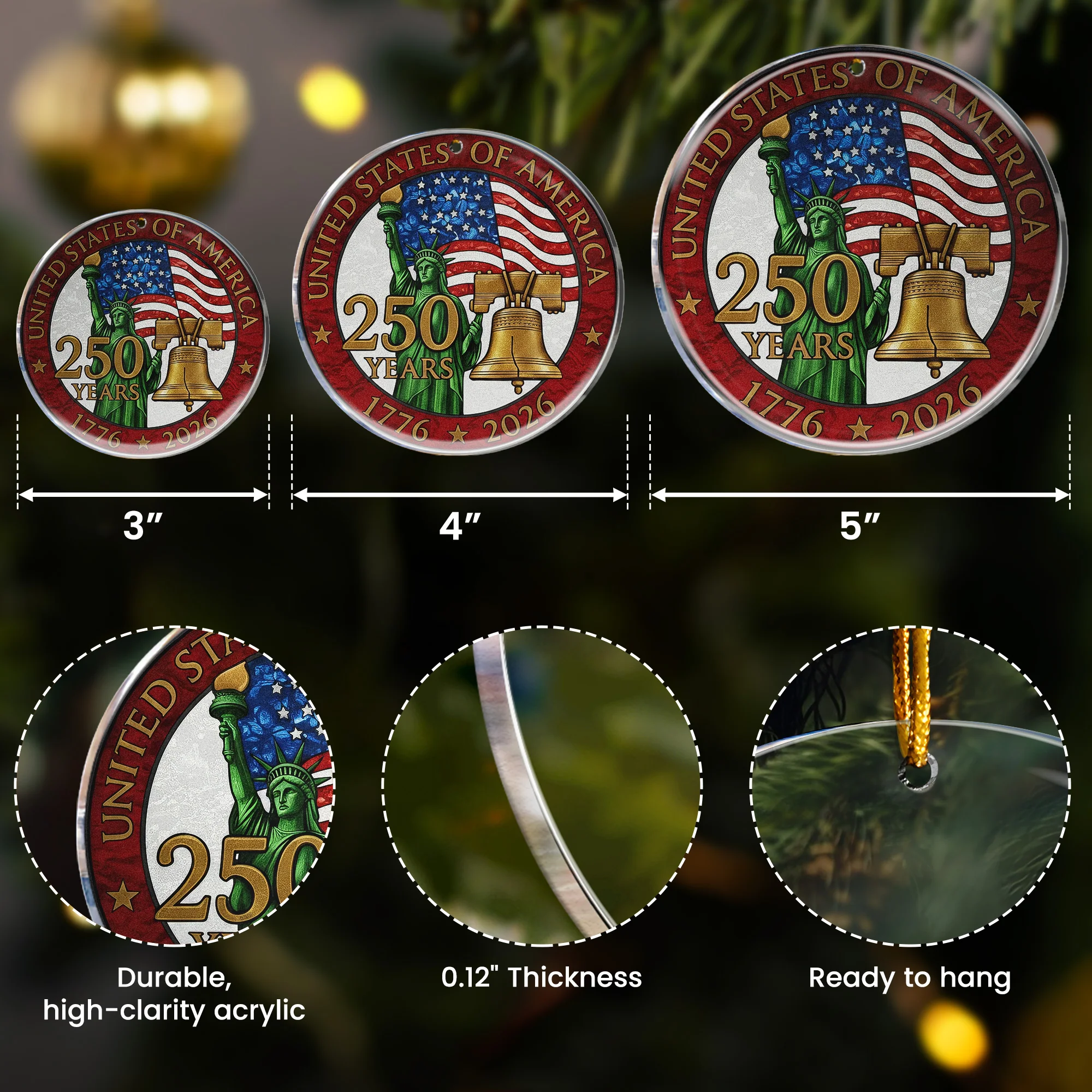 Usa 250th Anniversary - Acrylic Ornament - Image 5