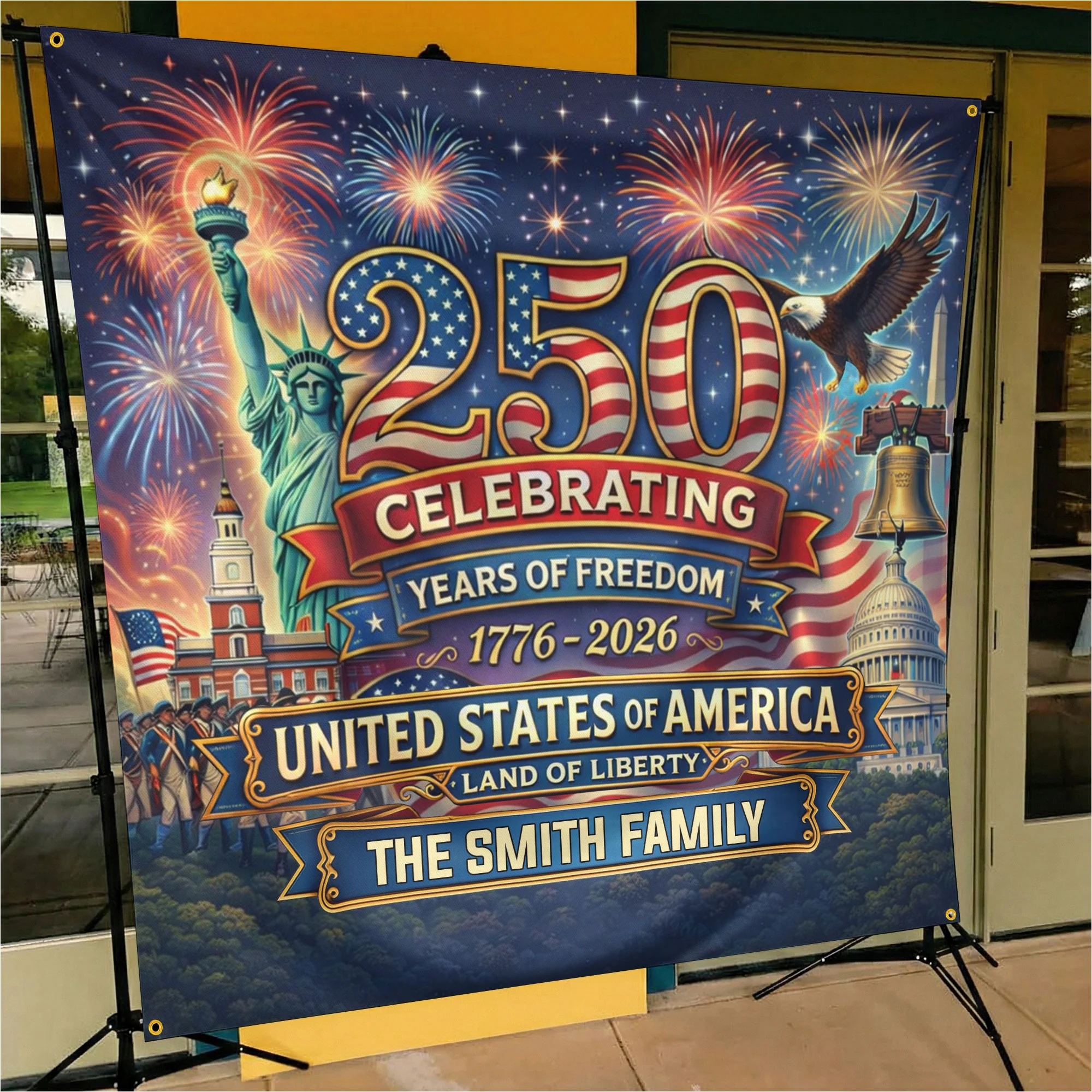 Usa 250th Anniversary Backdrop Semiquincentennial 1776-2026 - Personalized Backdrop - Image 2
